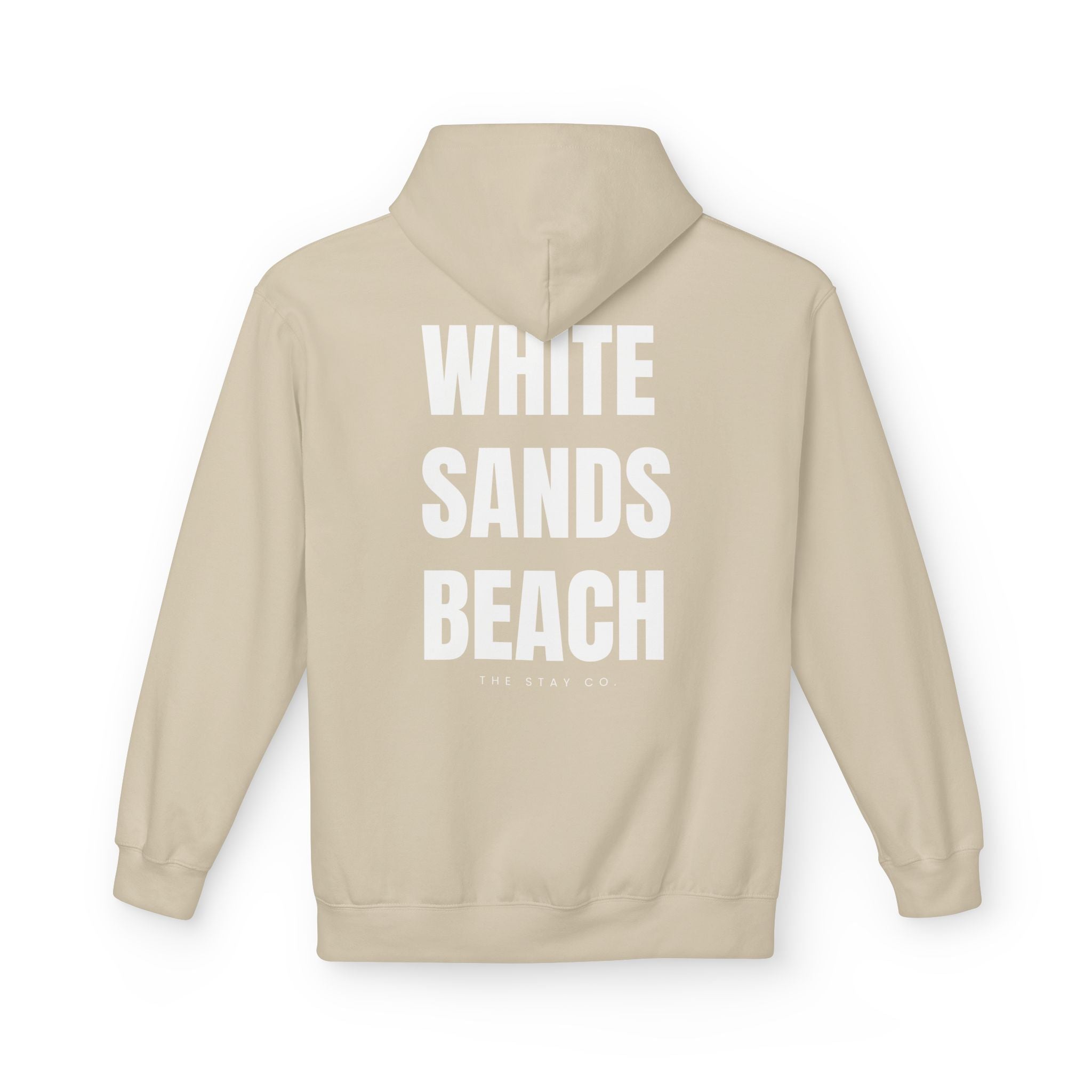 Adult- "Out Of Office" (Front) "White Sands Beach" (Back) - White Writing Hoodie