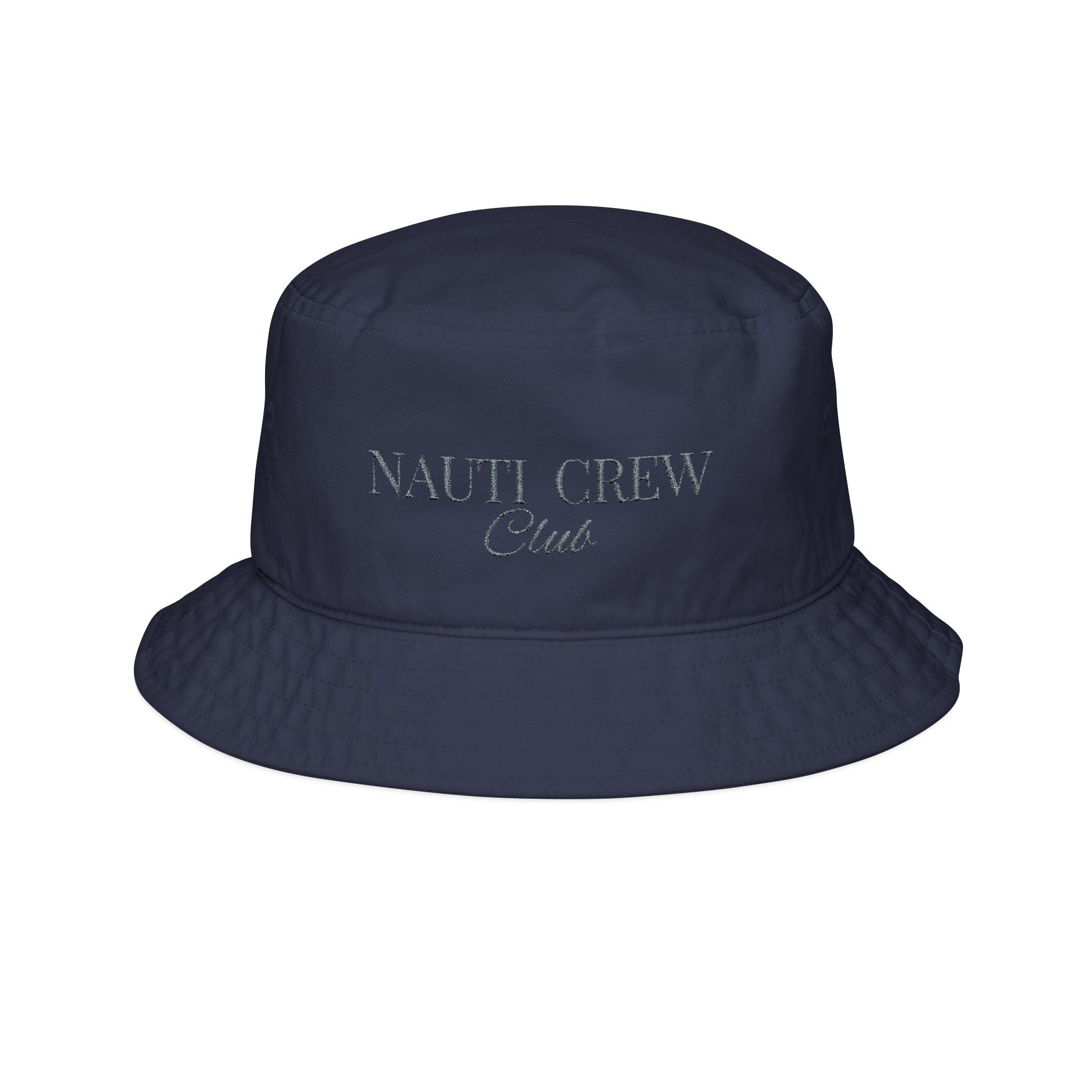 Bucket Hat " Nauti Crew Club"- In Beige Writing- Embroidered Summer Hat, Bridal Party Accessories, Beachwear, Gift for Bridesmaids, Lake Vacation Gear