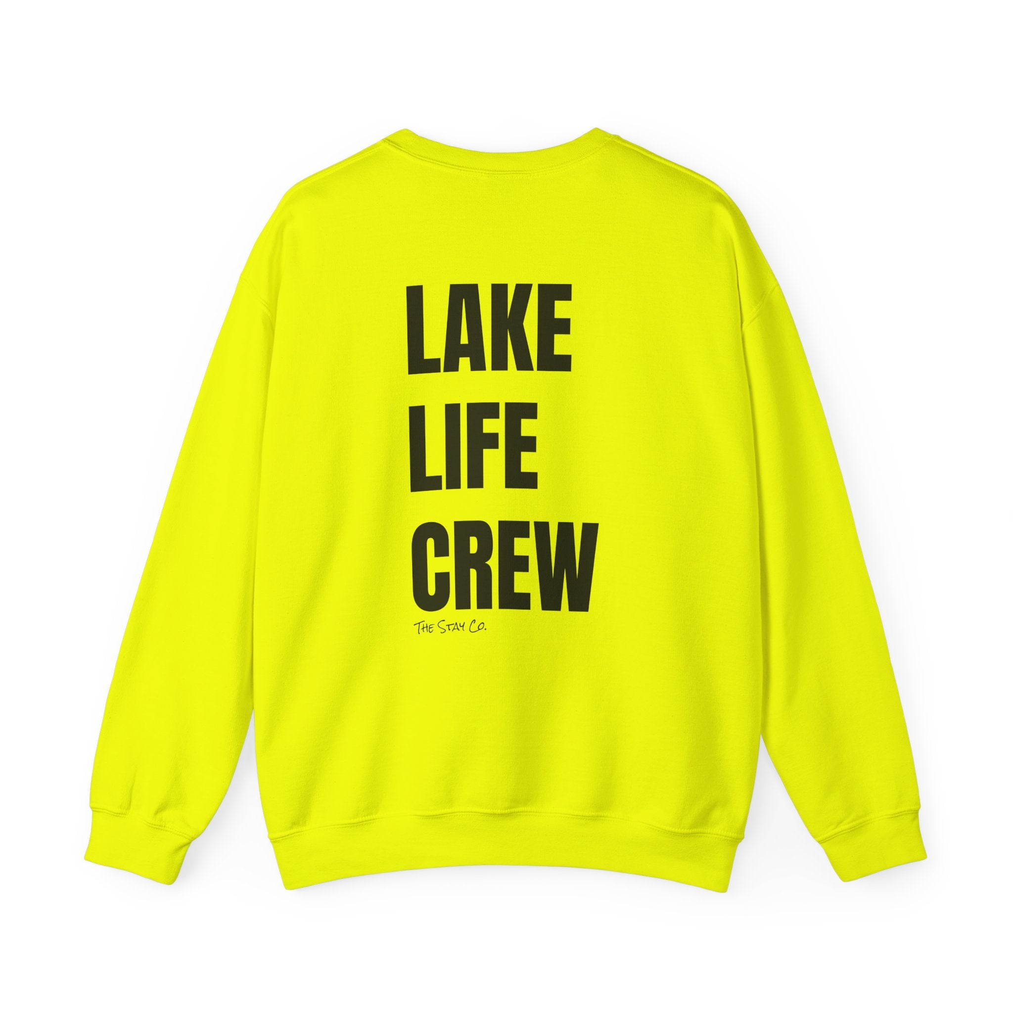 Adult- "Made for this"- (Front) "Lake Life Crew" (Back)- Black Writing- Unisex Crewneck Sweatshirt