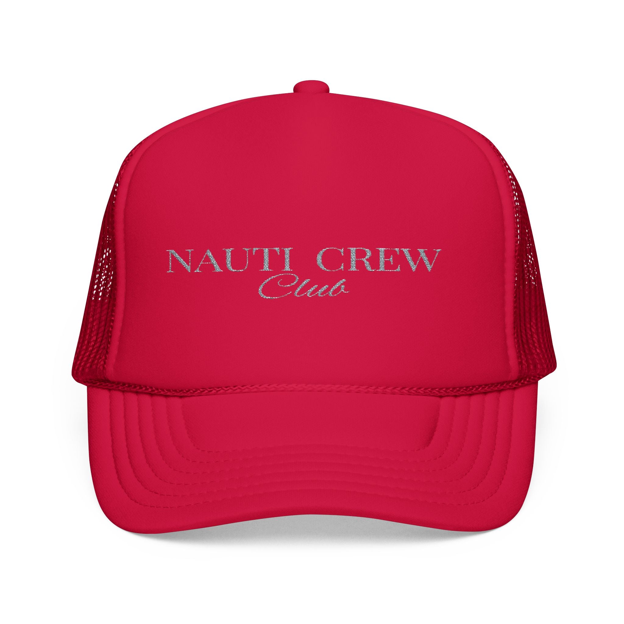 Matching "Nauti Crew club"- Embroidered Foam Trucker Hat, Nautical Gift, Summer Style Cap, Beach Party Accessory, Fishing Hat