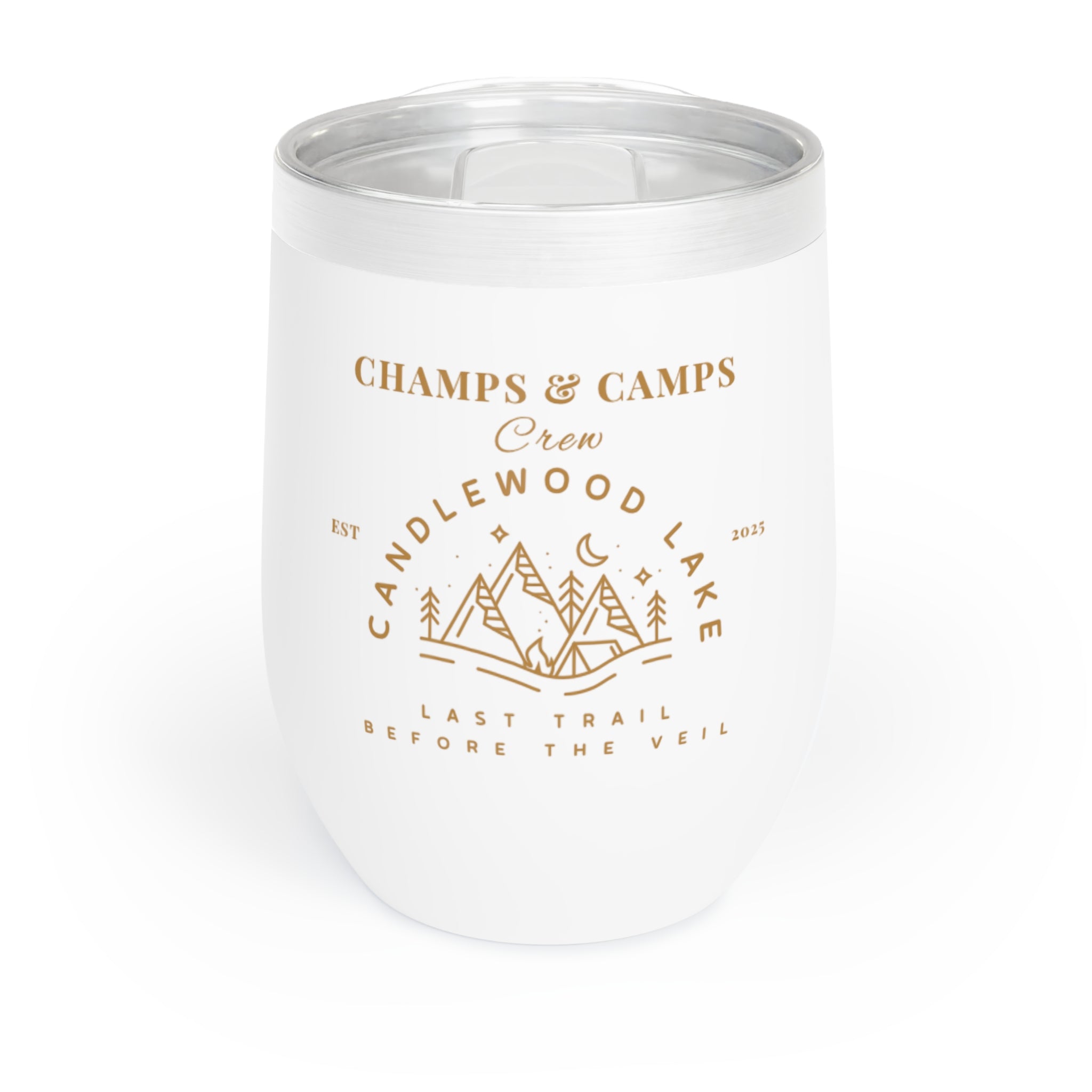 “Champs & Camps”-Candlewood Lake- Last Trail Before the Veil-Stylish Wine Tumbler for Bachelorette and wedding parties, Travel Mug, Gift for Wine Lovers, Outdoor Drinkware, Personalized Insulated Cup