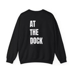 Adult- "Catch me" (Front) - "At The Dock" (Back) -White Writing -Unisex Crewneck Sweatshirt