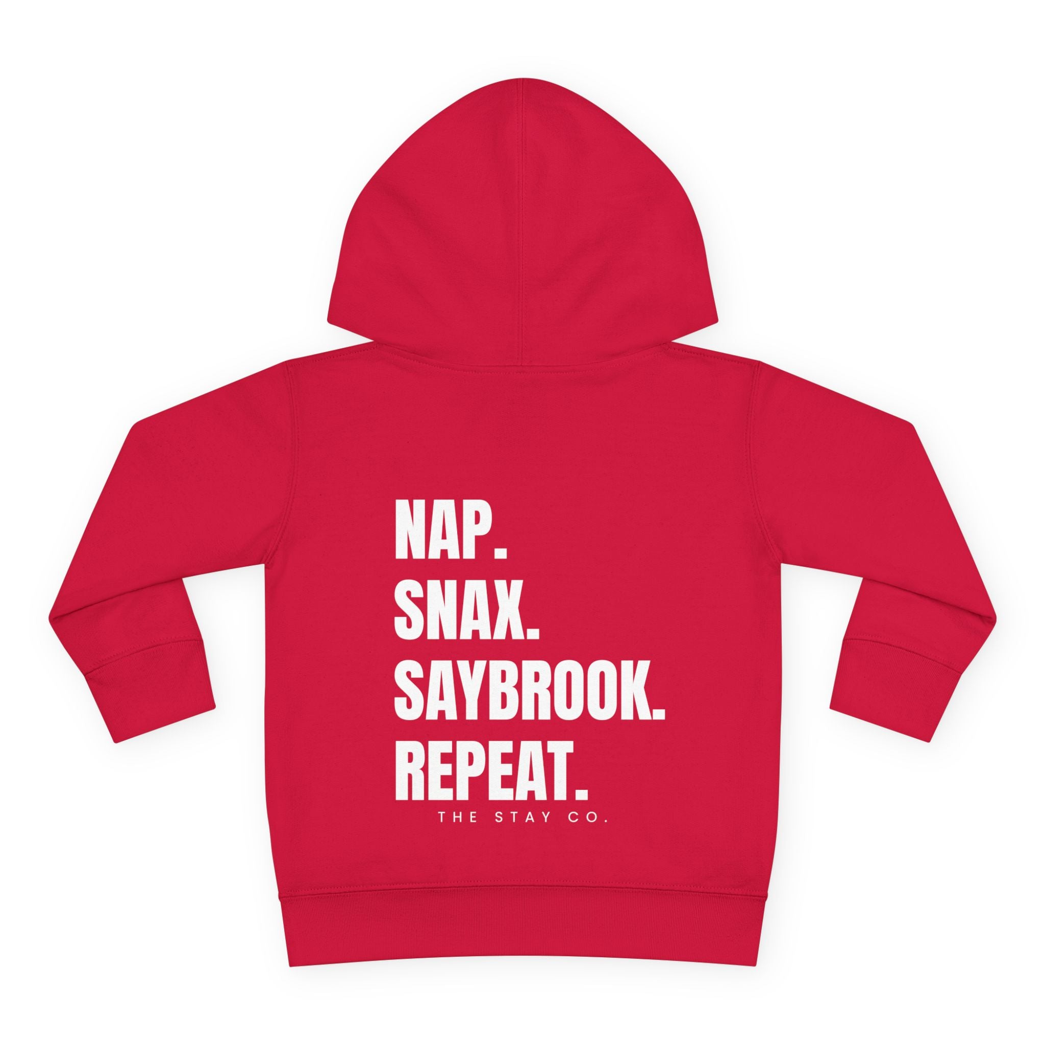 Toddler Hoodie- Saybrook Manor Association Logo on Front - "NAP. SNAX. SAYBROOK. REPEAT."
