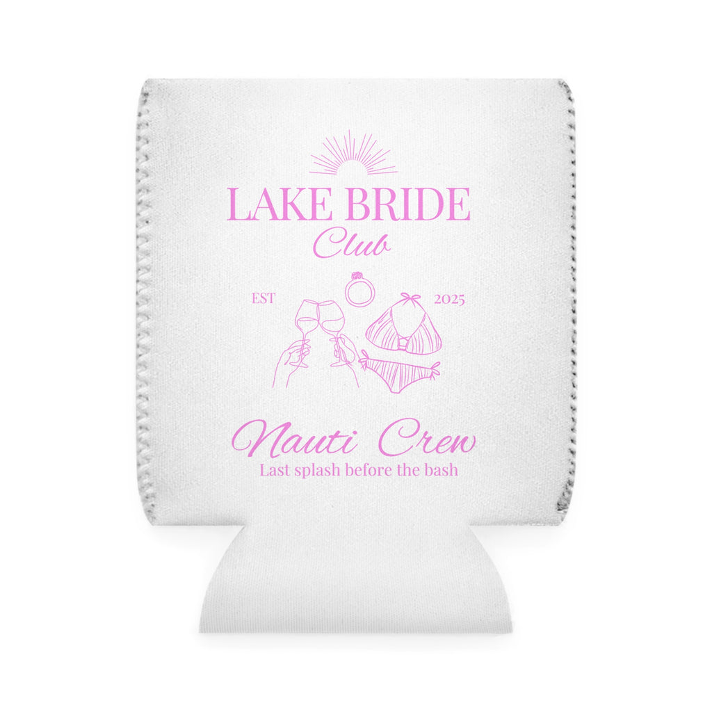 Matching "Lake Bride Club" Koozie in pink - - Perfect for Bachelorette and Wedding Parties, Beach Weddings, Summer Celebrations, Nautical Themes, Customizable [...]