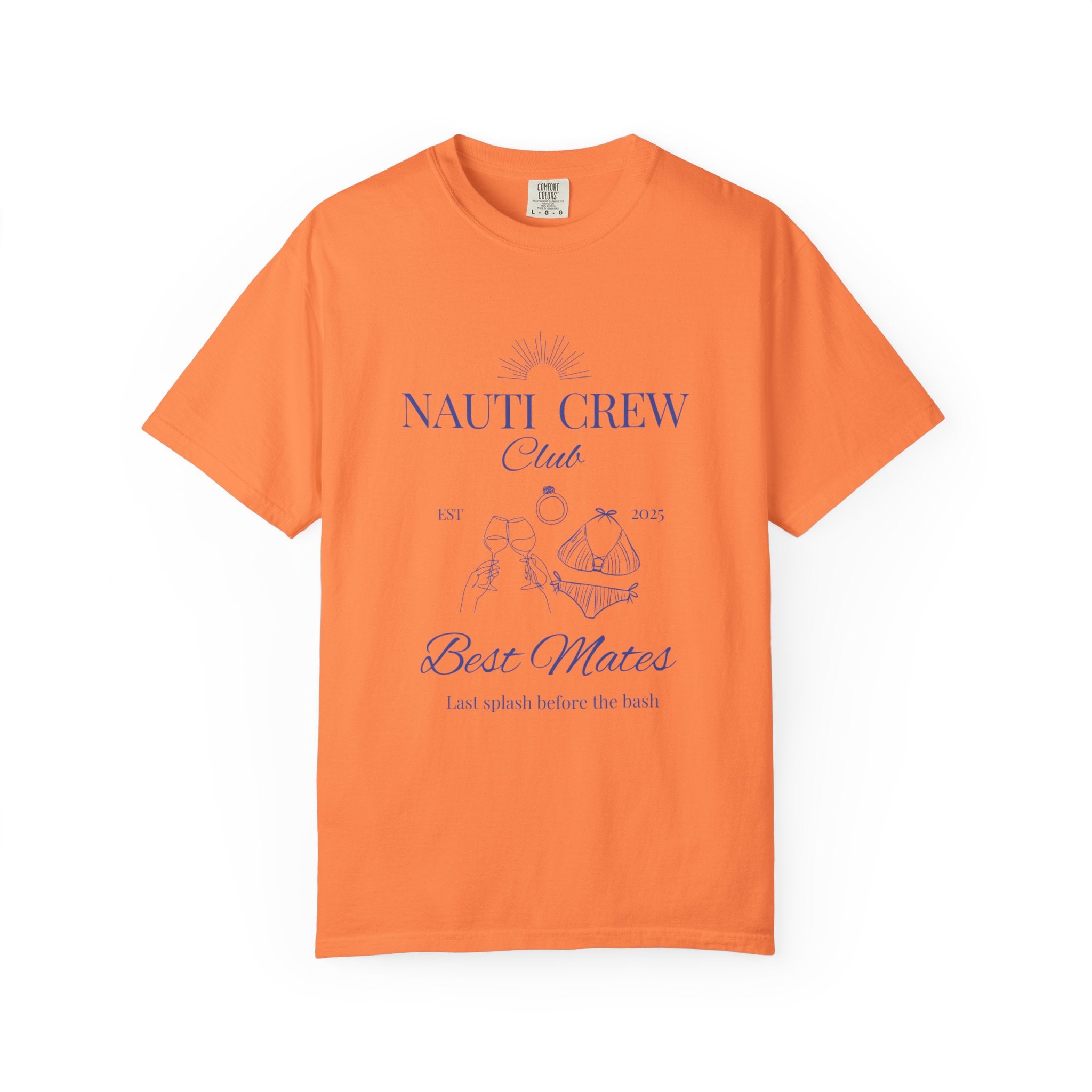 Matching shirt- "Nauti Crew-Best Mates" T-shirt, Unisex Garment-Dyed Tee for Bachelorette and Wedding Parties by the Lake-Perfect for Summer Vacations, Boating Trips, Family Gatherings