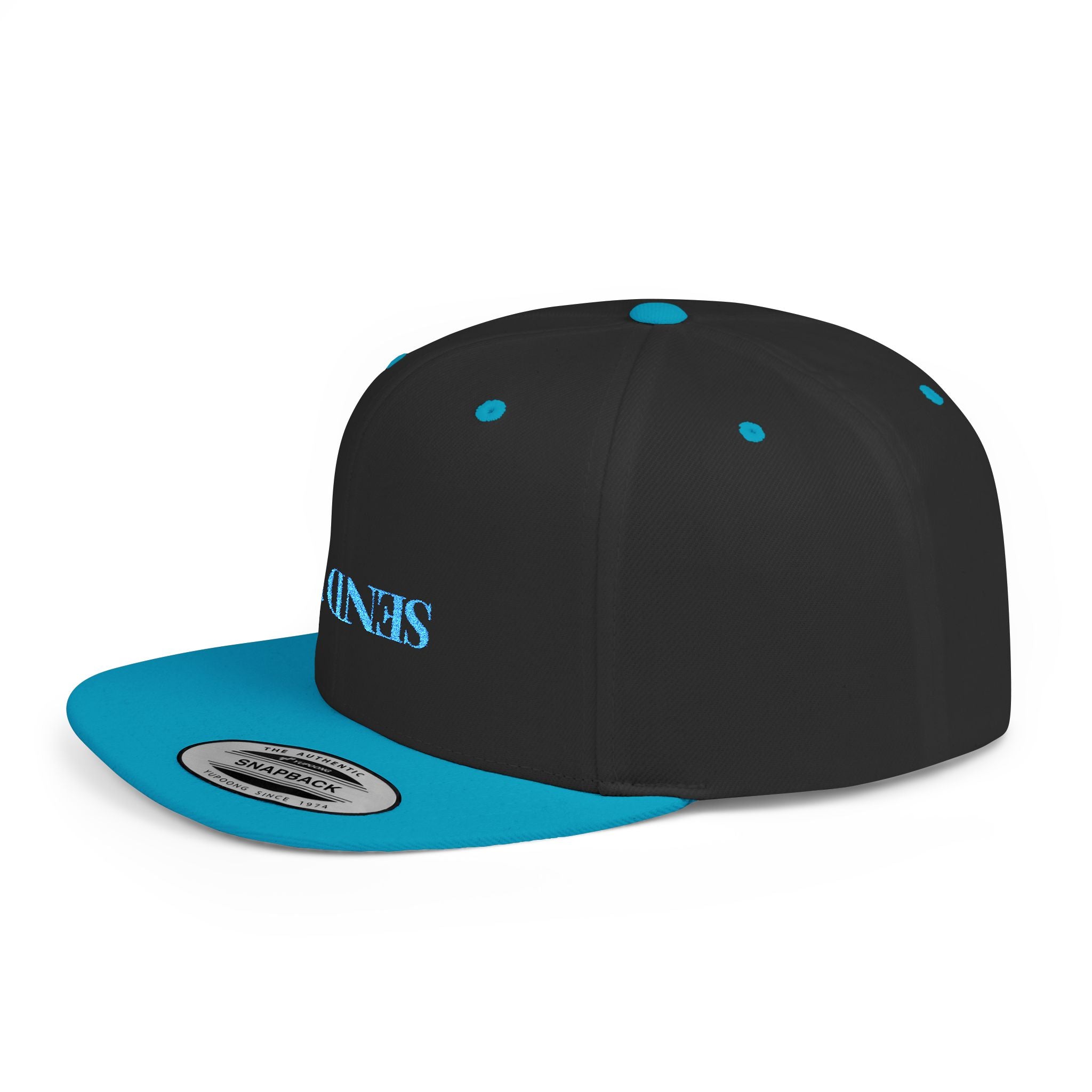 Embroidered Snackback Cap- Upside Down "Send It"- In Blue Casual Hat, Outdoor Apparel