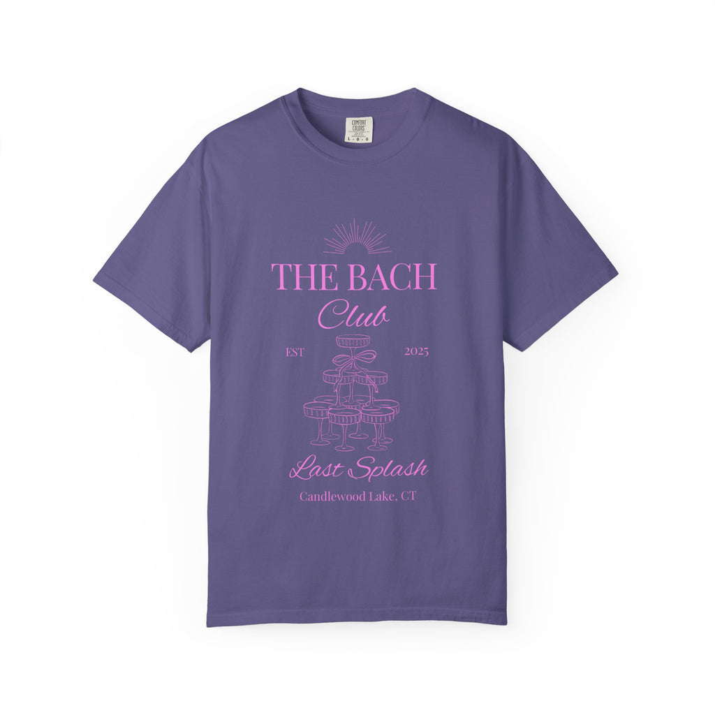 Matching "The Bach Club -Last Splash- Candlewood Lake" -T-Shirt in Pink Writing- Choose a Color- Perfect for Bachelorette and Wedding Parties- Unisex Vacation Top, Sailor Humor Apparel