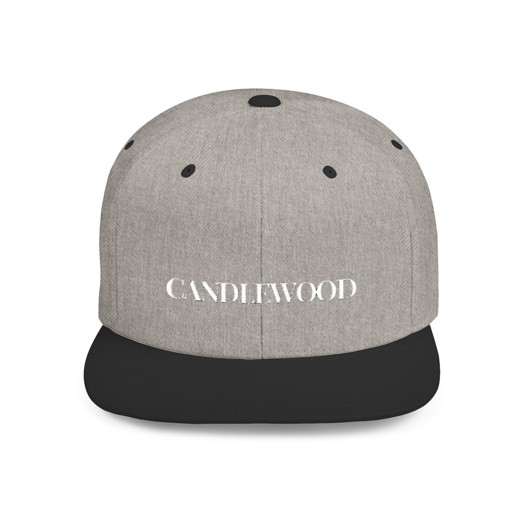 Embroidered Snackback Cap-"Candlewood"- In White Writing-Casual Hat, Outdoor Apparel, Summer Fashion, Gift for Him/Her, Festival Accessory