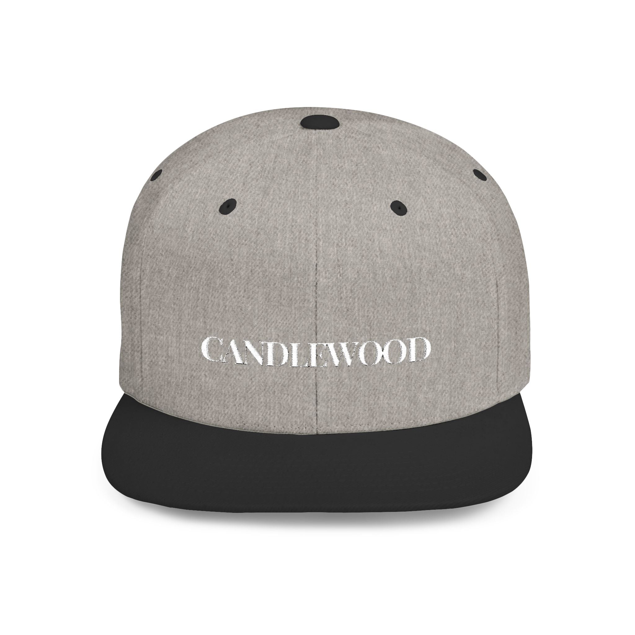 Embroidered Snackback Cap-"Candlewood"- In White Writing-Casual Hat, Outdoor Apparel, Summer Fashion, Gift for Him/Her, Festival Accessory