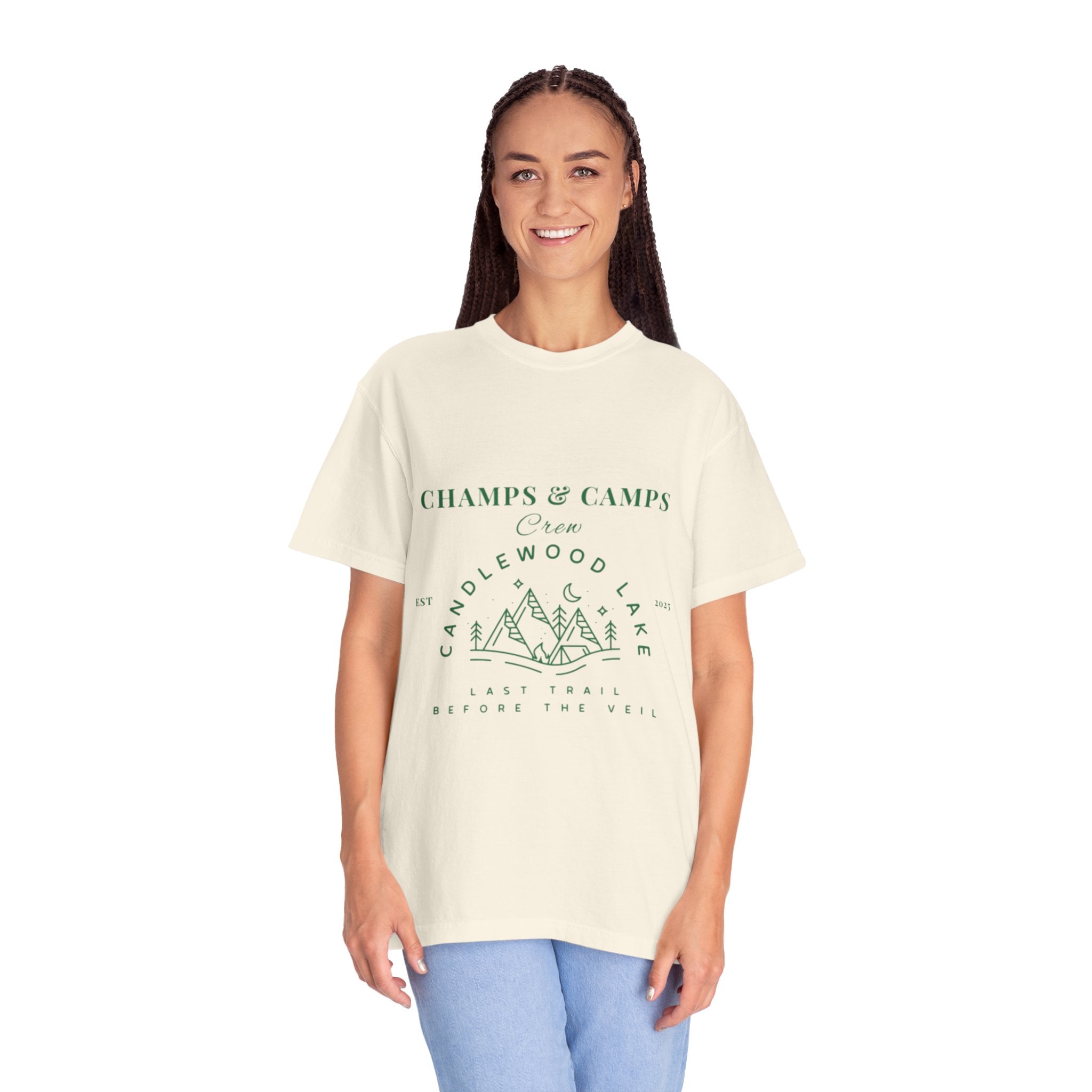 "Champs & Camps" -Camp Themed Bachelorette or Wedding Tee,  Bride Shirt, Bachelorette Party Gift, Summer Vacation Wear, [...]