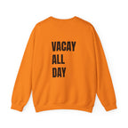 Adult- Teacher Crew Neck " Summer Time" (Front)  "Vacay All Day" (Back) -Crewneck Sweatshirt, Cozy Fall Apparel, Unisex Gift, Casual Style, September Vibes, Seasonal Fashion
