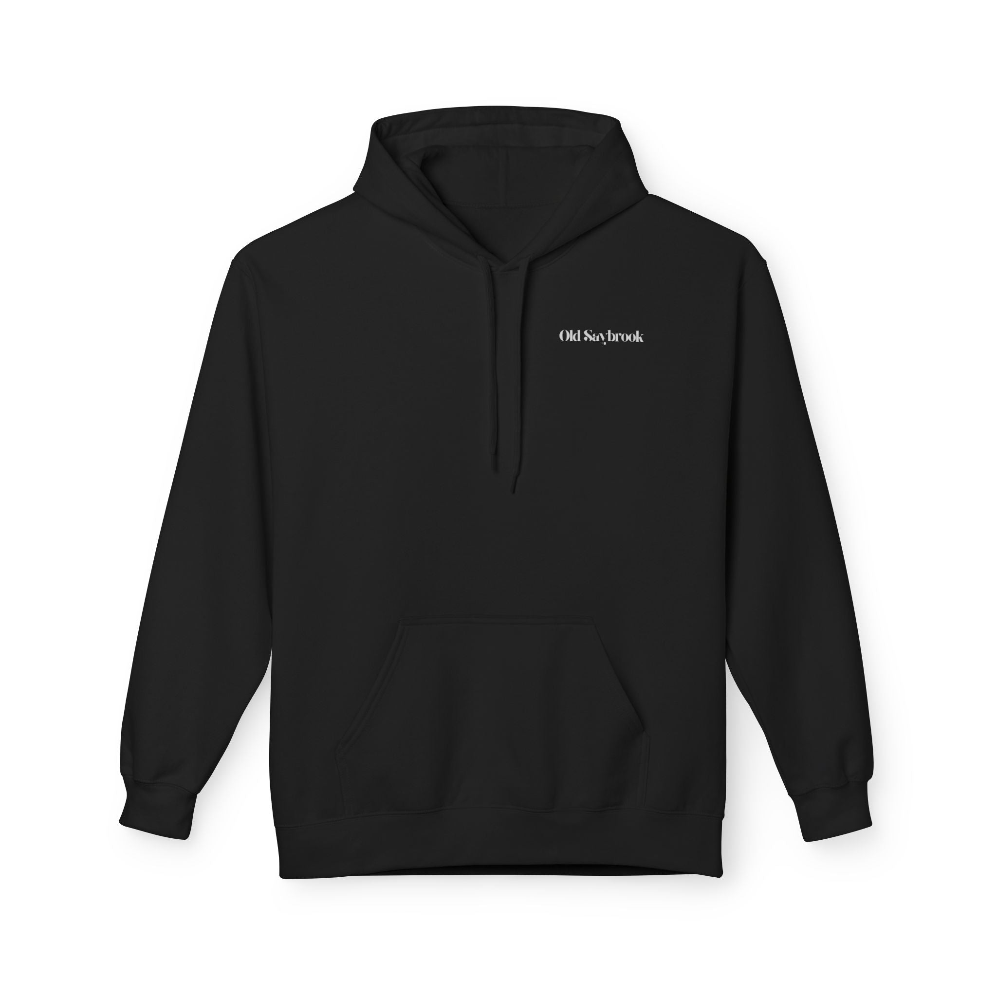 Adult- "Old Saybrook" (Front) Old Saybrook Light House (Back) - White Writing Hoodie