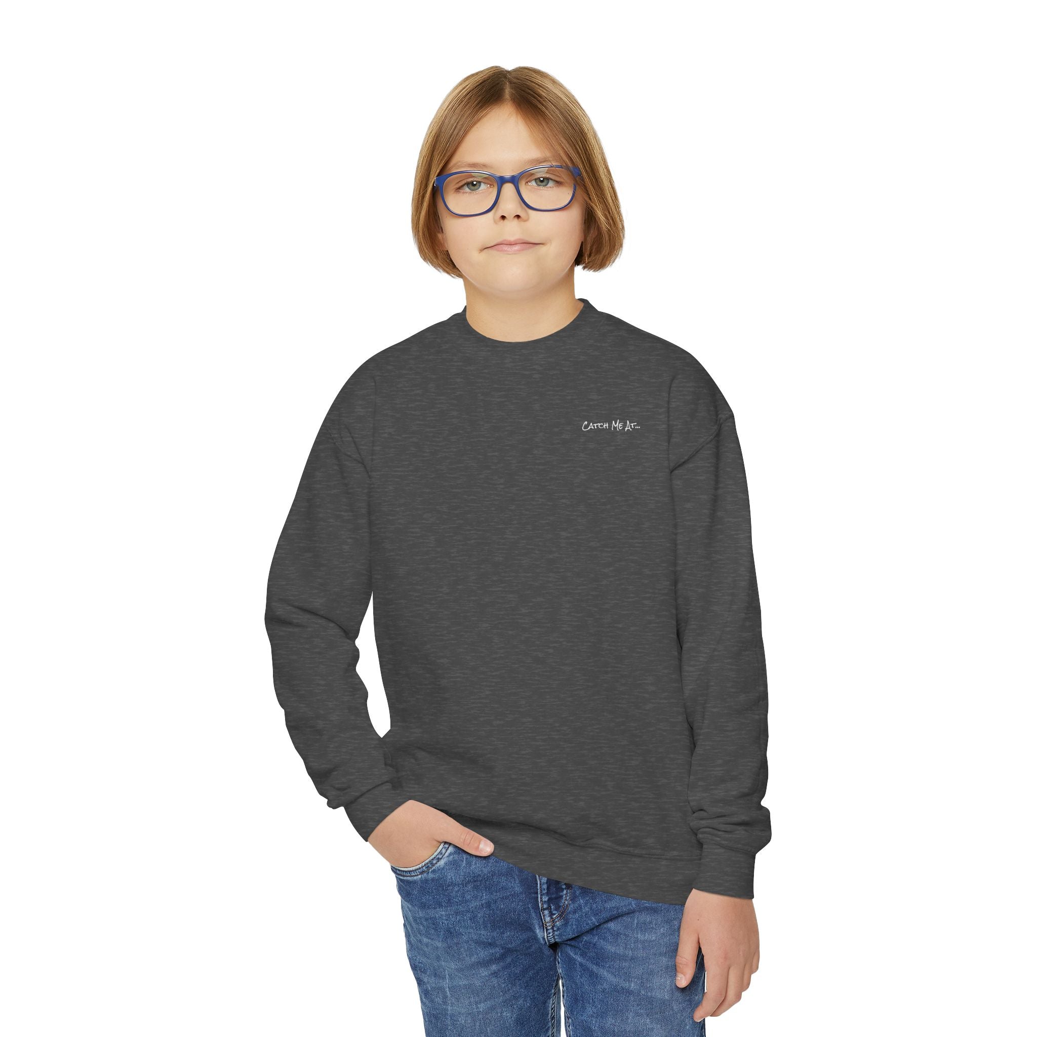 Youth-(XS-XL) "Catch Me At" (Front) "Candlewood Lake" (Back)- Unisex Crewneck Sweatshirt