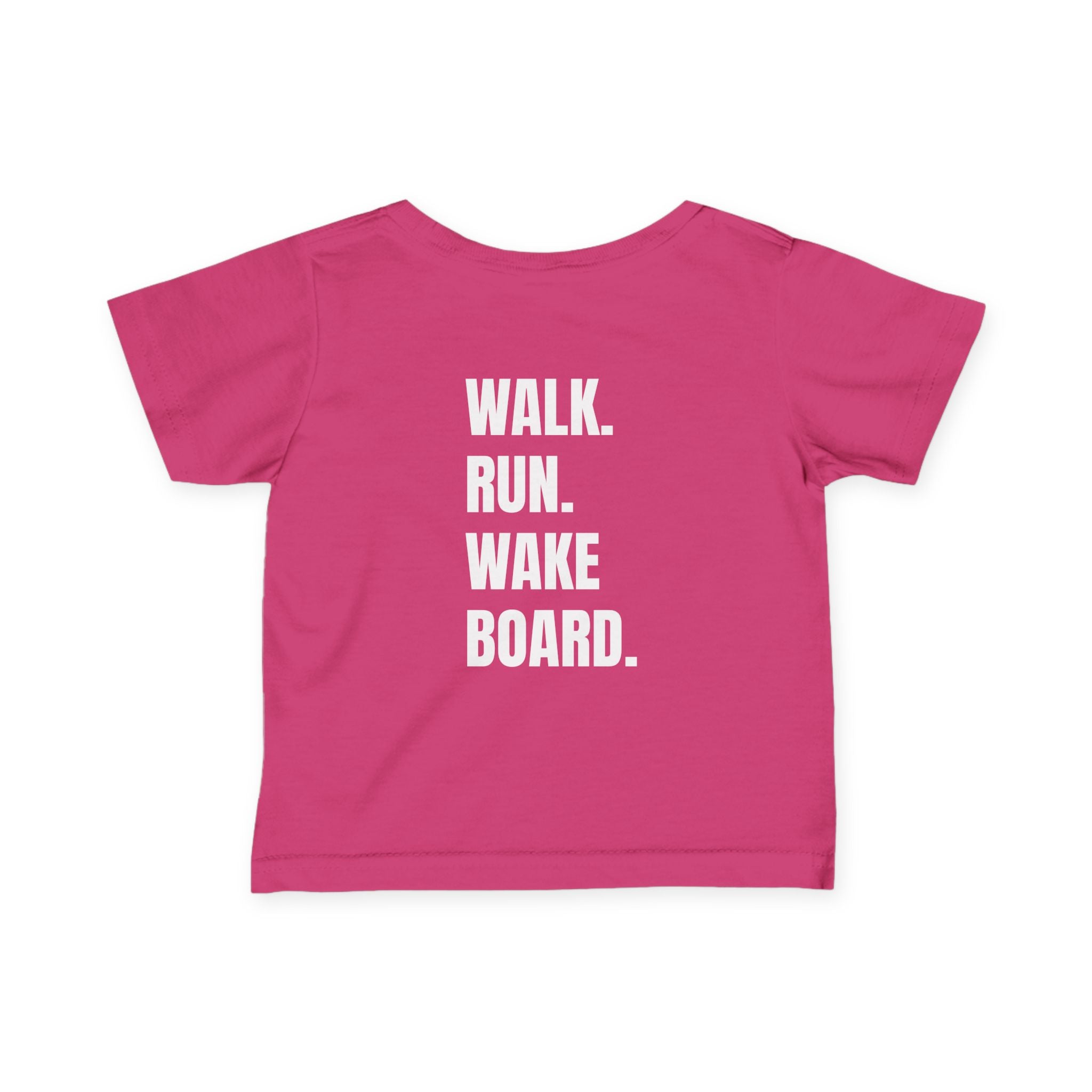 Littles- "Walk. Run. Wakeboard." Motivational Tee in White Writing, Cute Toddler Shirt, Baby Workout Top, Gift for New Parents, Sports-Inspired Baby Apparel