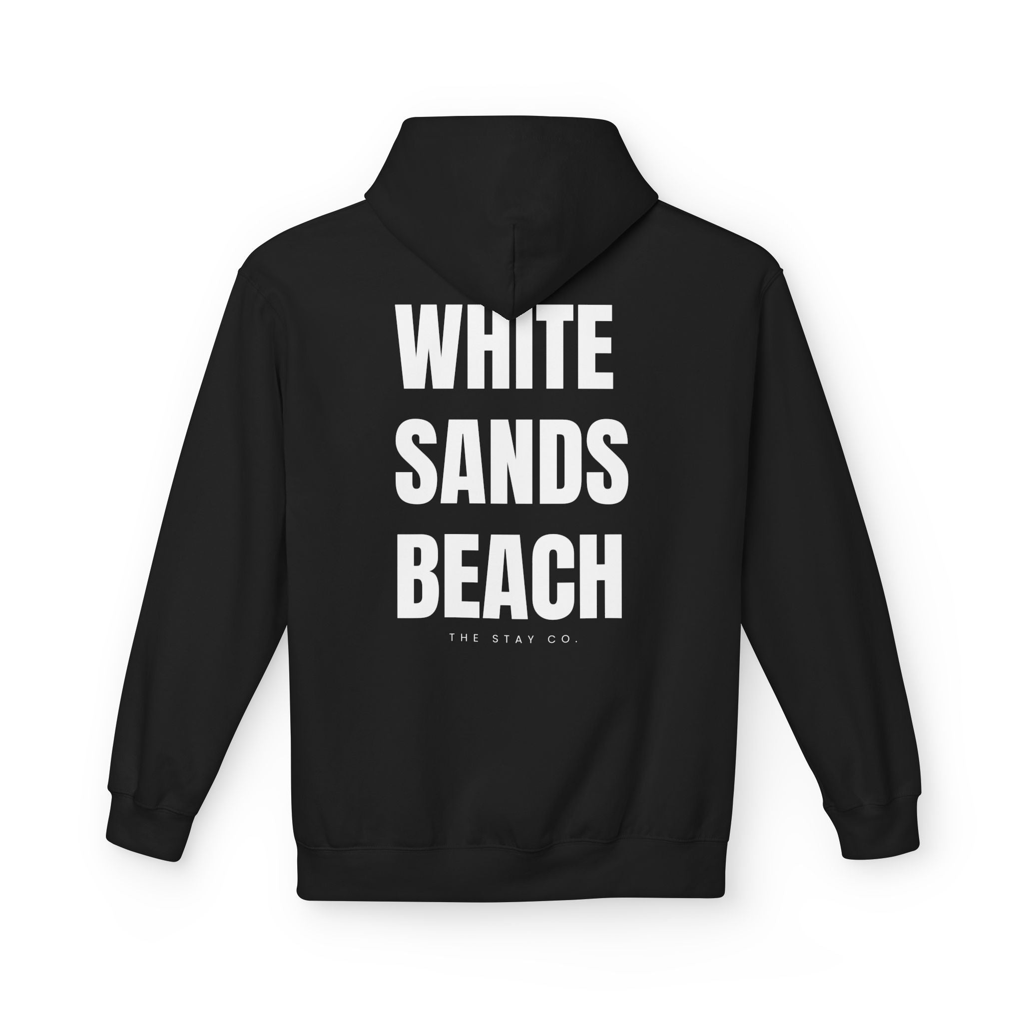 Adult- "Out Of Office" (Front) "White Sands Beach" (Back) - White Writing Hoodie