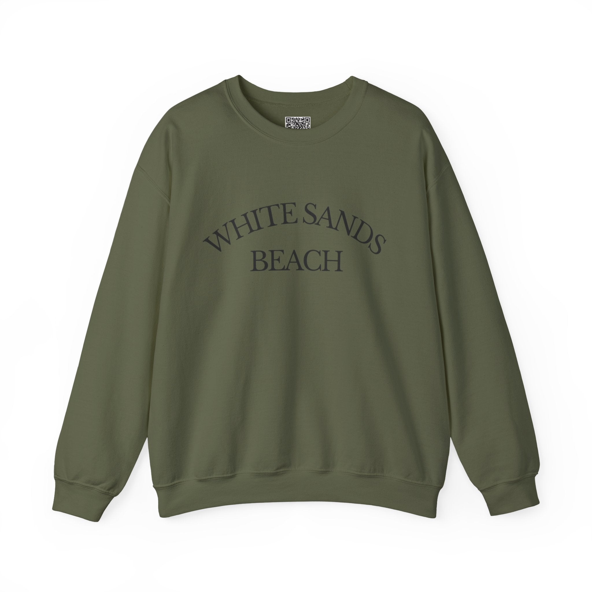 Adult- "White Sands Beach" - Black Writing- Unisex Crewneck Sweatshirt