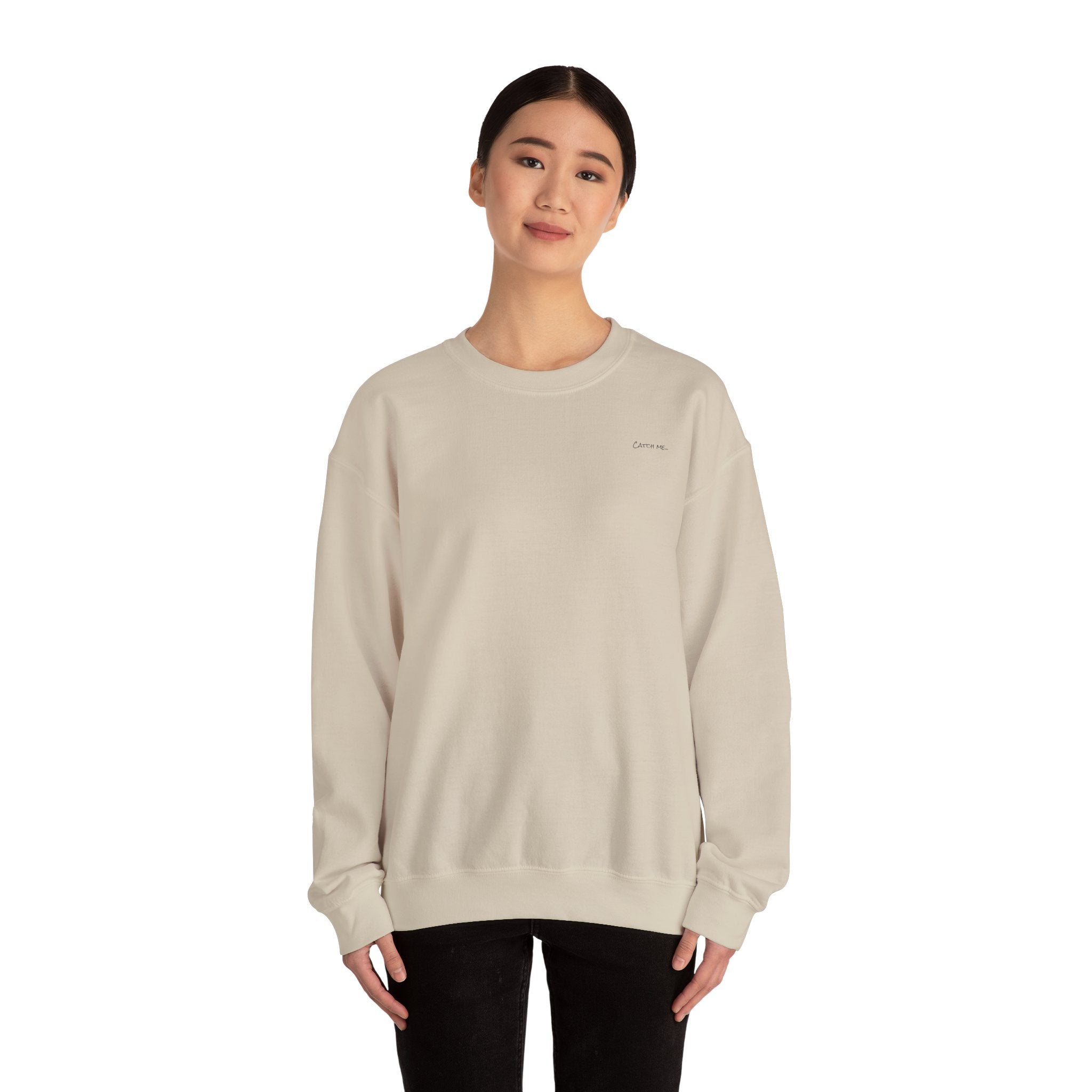 Adult- "Catch me" (Front) - "At The Dock" (Back) -Black Writing -Unisex Crewneck Sweatshirt