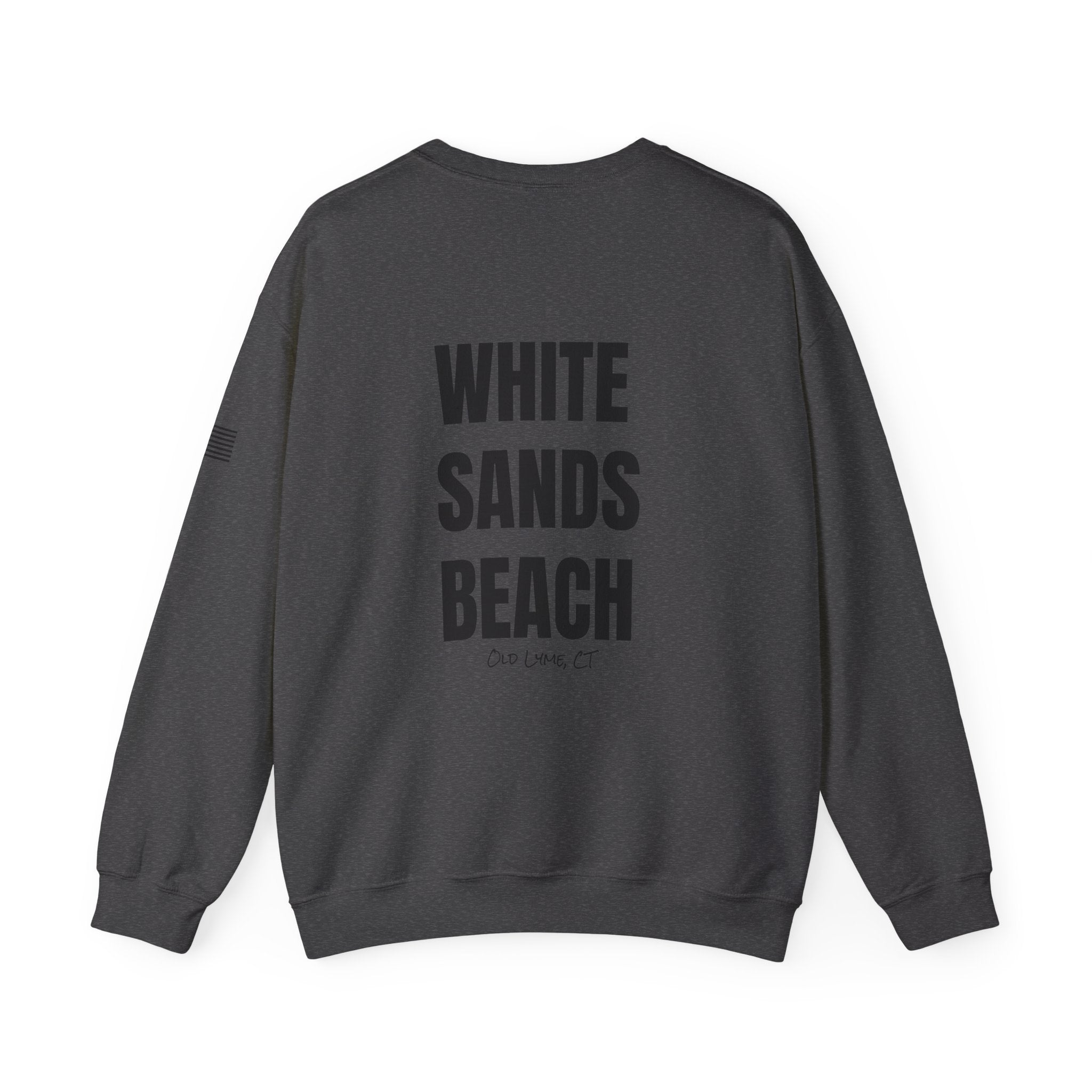 Adult- "Salty AF..." (Front) "White Sands Beach -Old Lyme, CT" (Back) With Flag on Sleeve- Unisex Crewneck