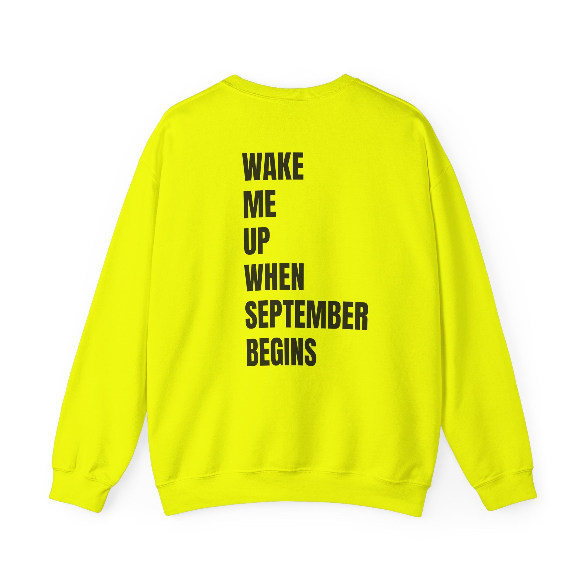Adult- Teacher Crew Neck "Wake Me Up, When September Begins." -Crewneck Sweatshirt, Cozy Fall Apparel, Unisex Gift, Casual Style, September Vibes, Seasonal Fashion