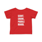 Infant- "Scoot. Crawl. Paddleboard." Adventure Tee- in white writing - Playful Baby Shirt for Active Explorers, Cute Toddler Gift, Fun Summer Wear, Baby Shower Present