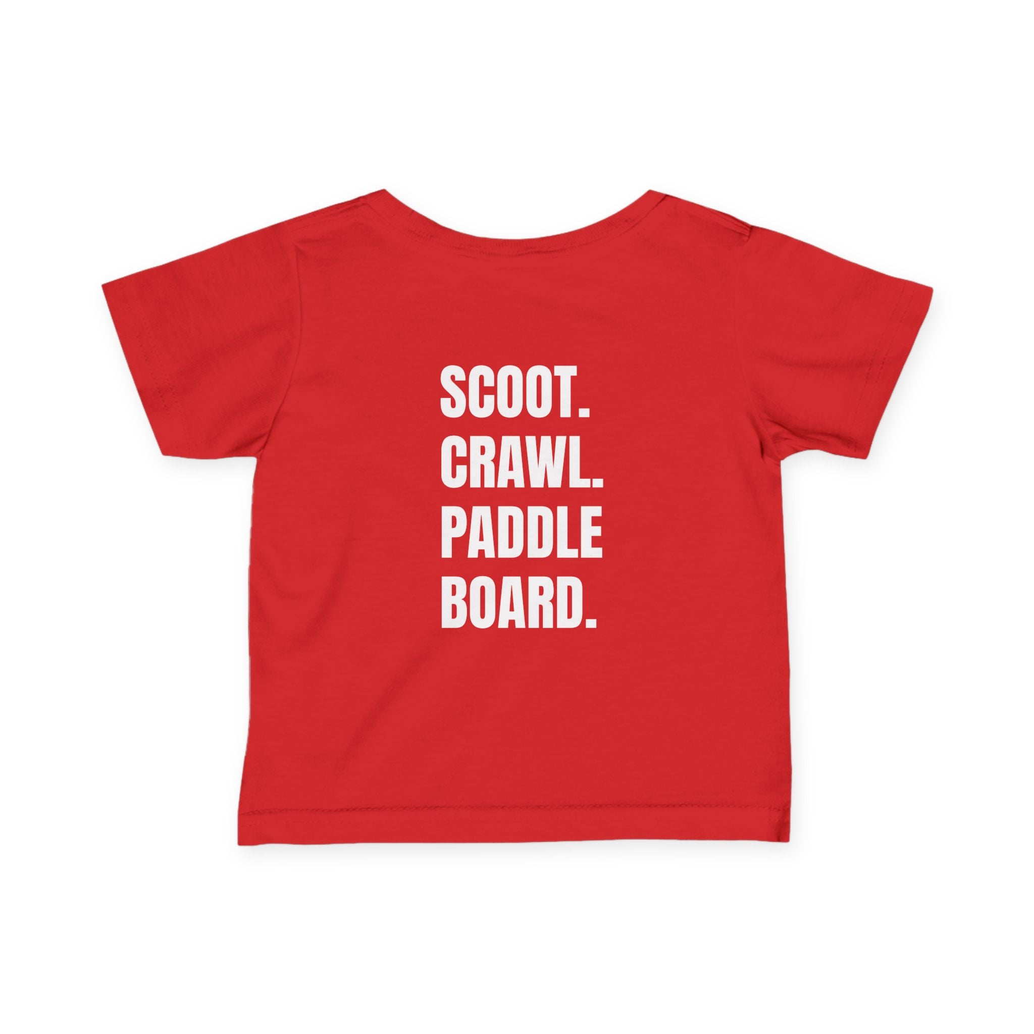 Infant- "Scoot. Crawl. Paddleboard." Adventure Tee- in white writing - Playful Baby Shirt for Active Explorers, Cute Toddler Gift, Fun Summer Wear, Baby Shower Present