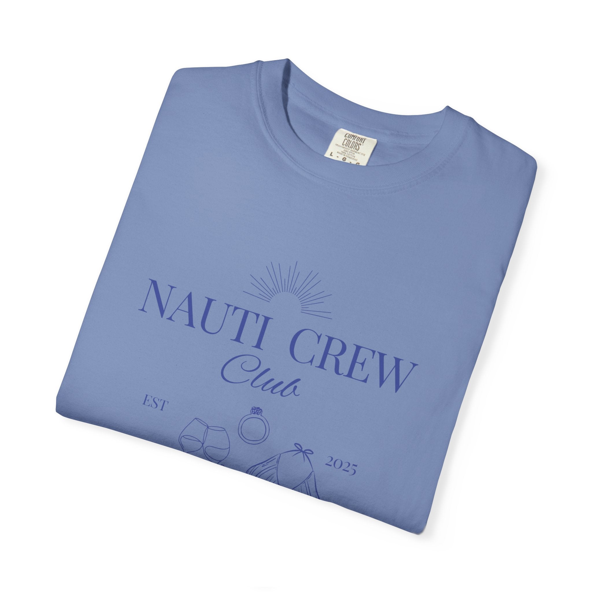 Matching shirt- "Nauti Crew-Best Mates" T-shirt, Unisex Garment-Dyed Tee for Bachelorette and Wedding Parties by the Lake-Perfect for Summer Vacations, Boating Trips, Family Gatherings