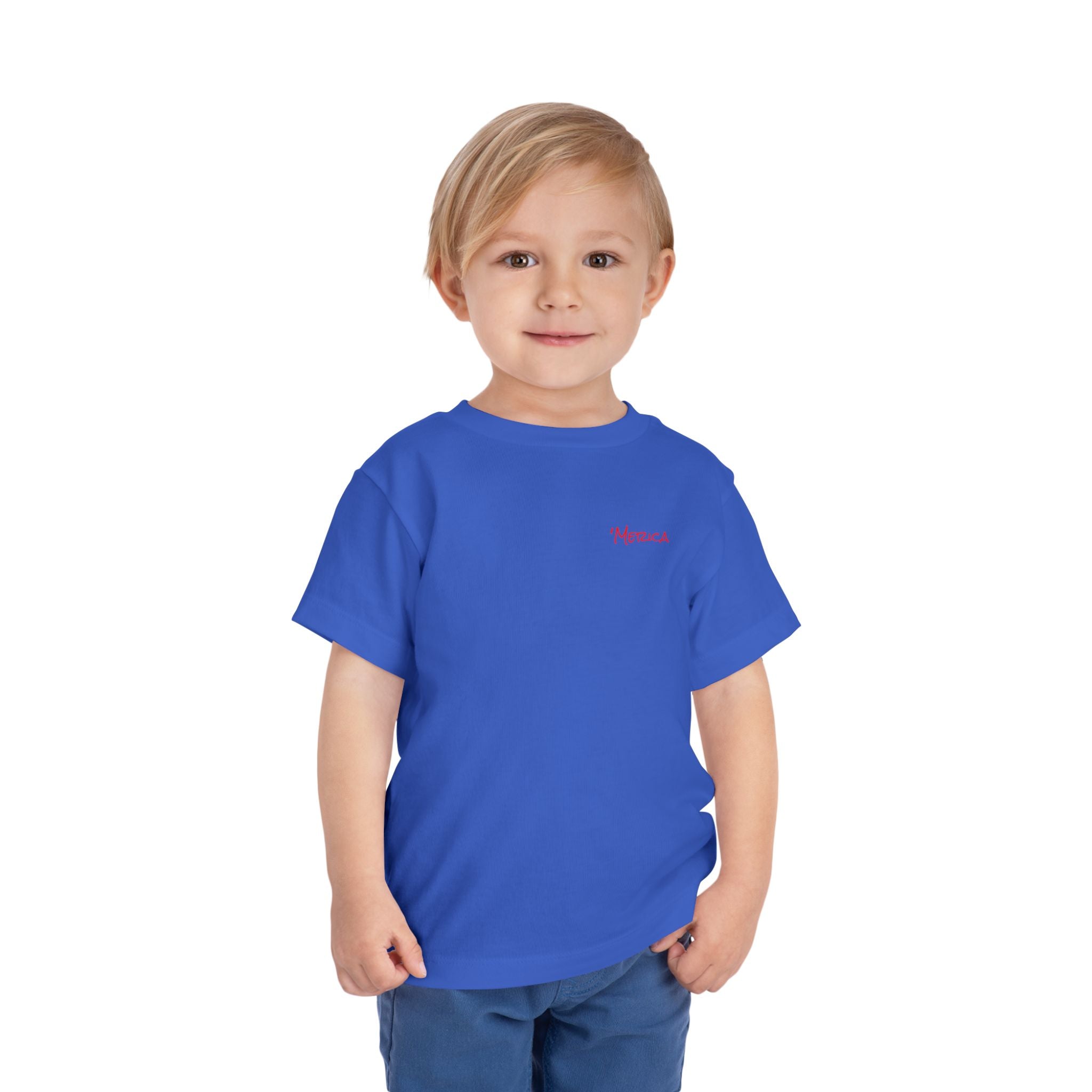 Toddler Short Sleeve - "Red, White & Dirt" (Back) "'Merica" (On Front) , Patriotic Celebrations, Kids' Summer Outfit