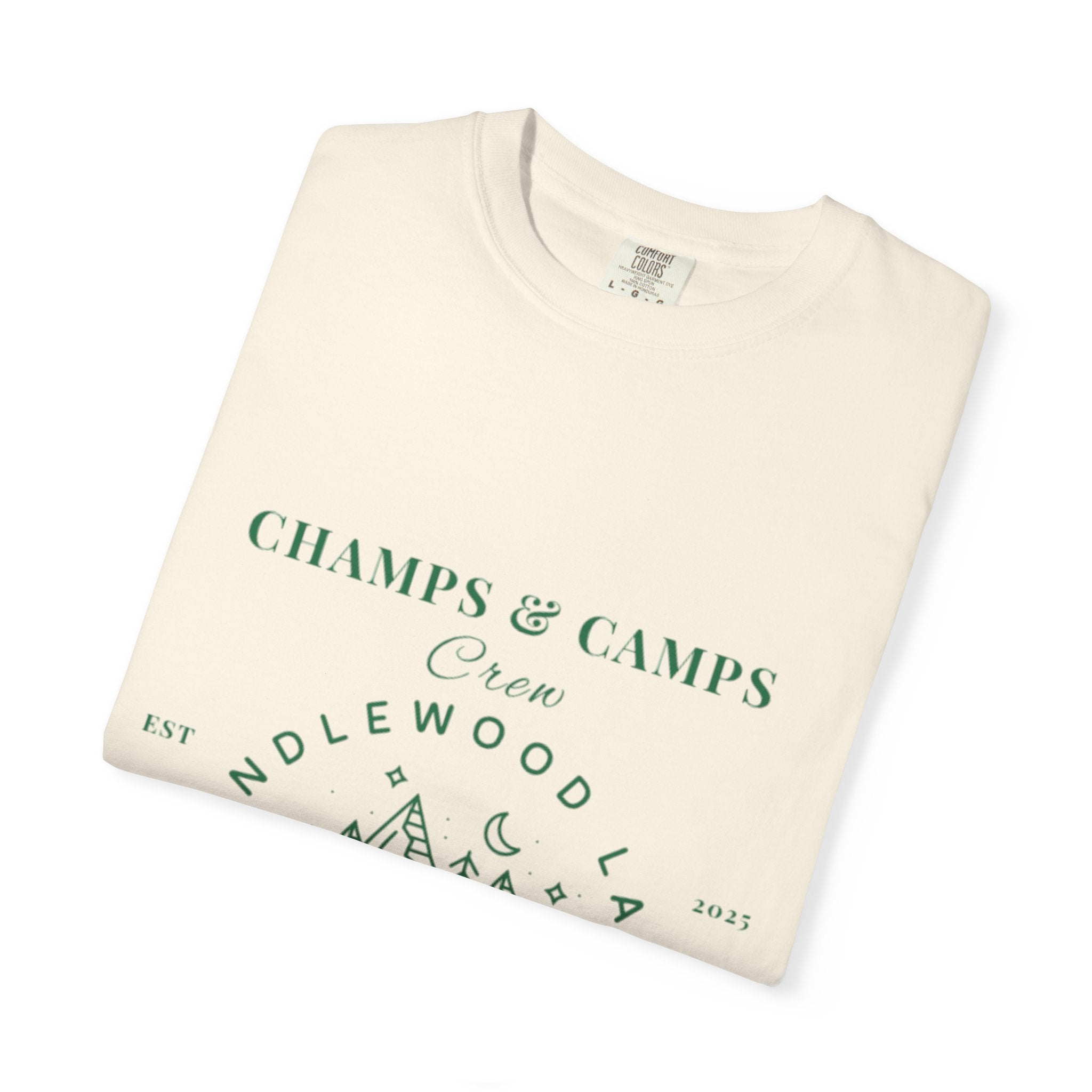 "Champs & Camps" -Camp Themed Bachelorette or Wedding Tee,  Bride Shirt, Bachelorette Party Gift, Summer Vacation Wear, [...]