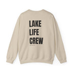 Adult- "Made for this"- (Front)  "Lake Life Crew" (Back)- Black Writing- Unisex Crewneck Sweatshirt