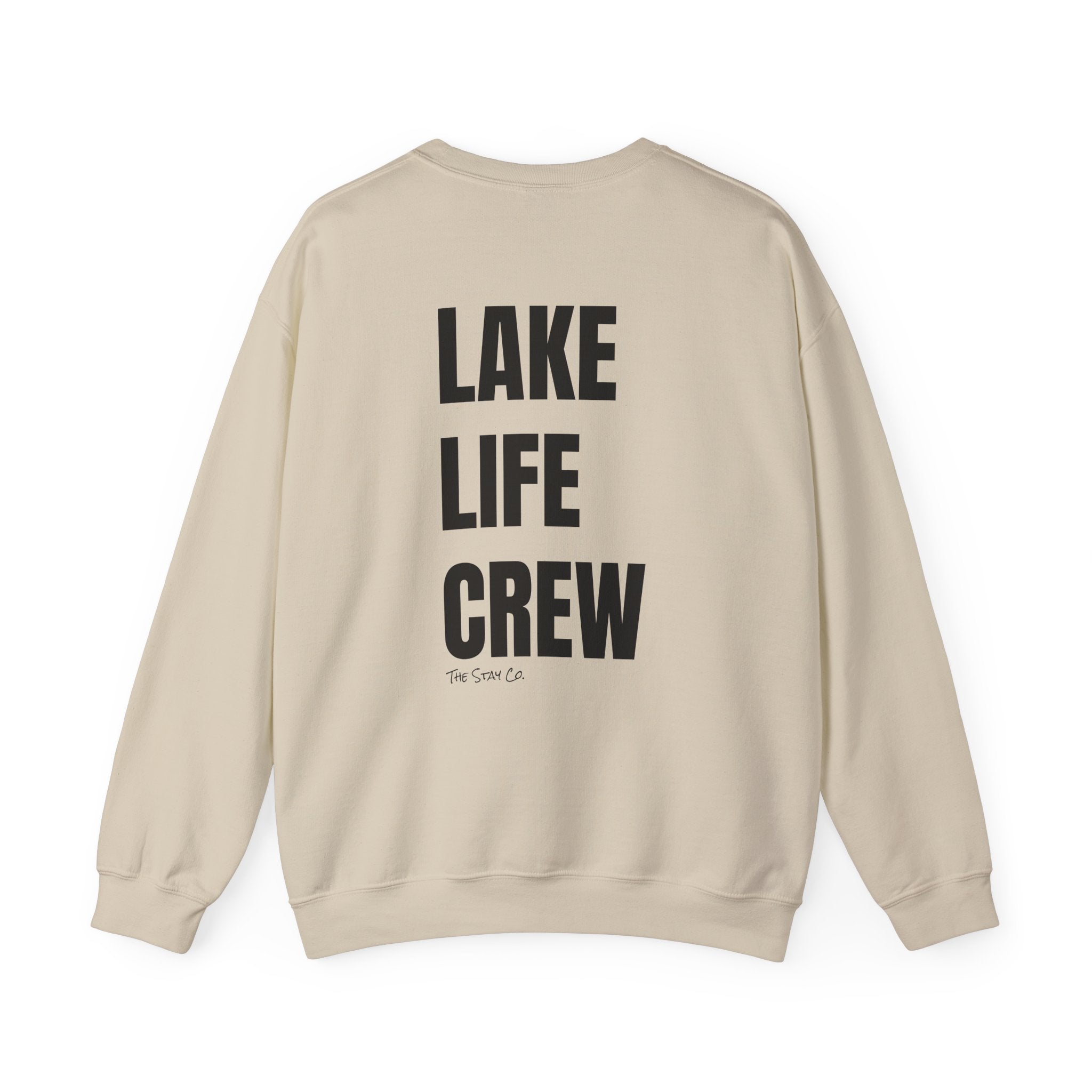 Adult- "Made for this"- (Front)  "Lake Life Crew" (Back)- Black Writing- Unisex Crewneck Sweatshirt