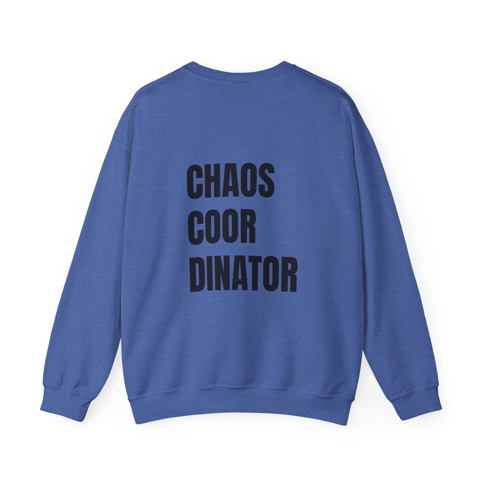Adult- Teacher Crew Neck "Fueled by Caffeine" (Front) - "Chaos Coordinator"- (Back) Crewneck Sweatshirt, Cozy Fall Apparel, Unisex Gift, Casual Style, September Vibes, Seasonal Fashion