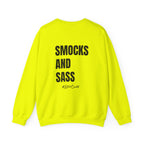 Adult- Art Teacher Crew Neck "Creativity Is Contagious" (Front)- "Smocks And Sass #ArtClub" (Back) -Crewneck Sweatshirt, Cozy Fall Apparel, Unisex Gift, Casual Style, September Vibes, Seasonal Fashion