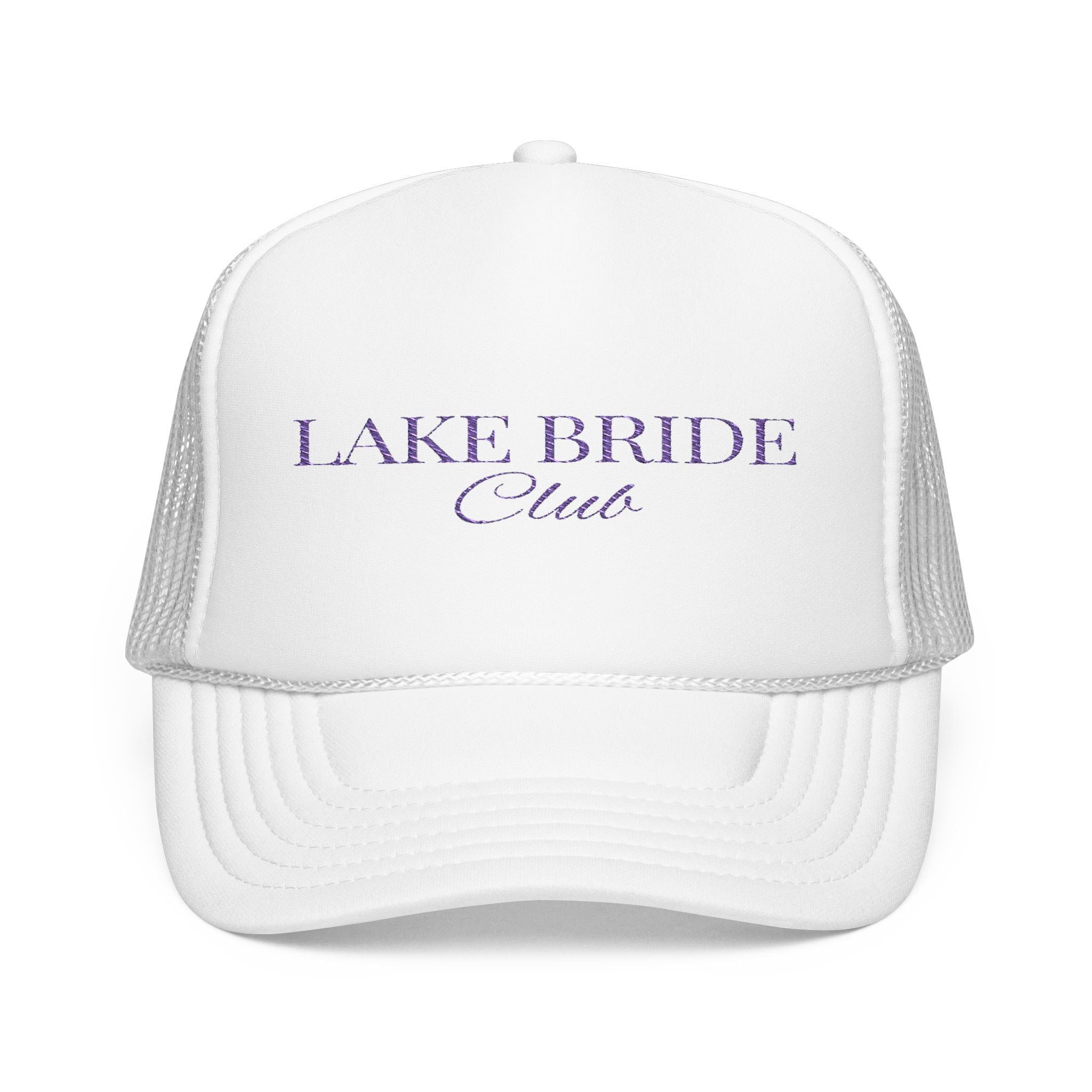 "Lake Bride Club" - Foam Trucker Hat, Bridal Party Accessory, Wedding Weekend Gear, Outdoor Event Essential, Custom Embroidered Cap