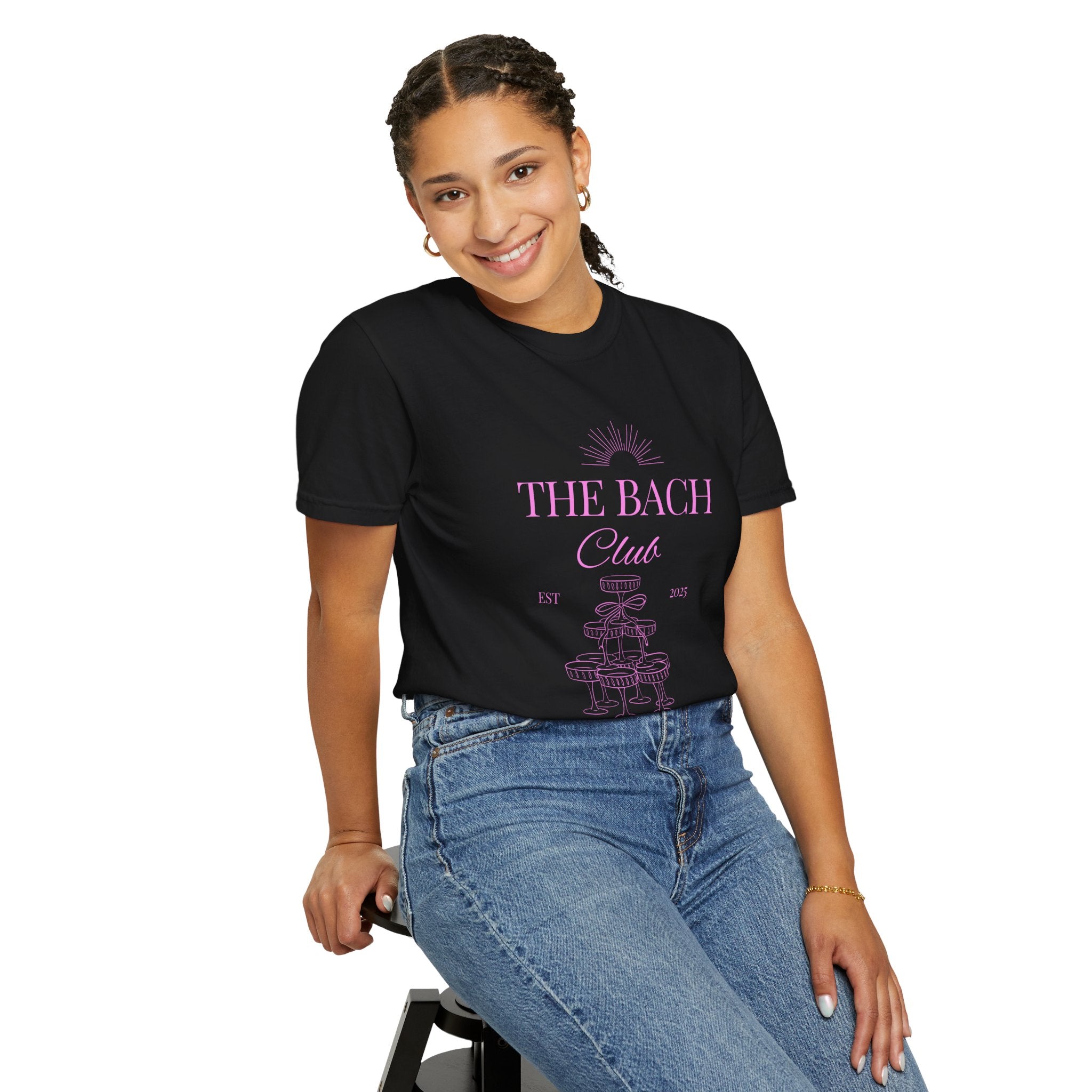 Matching "The Bach Club -Last Splash- Candlewood Lake" -T-Shirt in Pink Writing- Choose a Color- Perfect for Bachelorette and Wedding Parties- Unisex Vacation Top, Sailor Humor Apparel