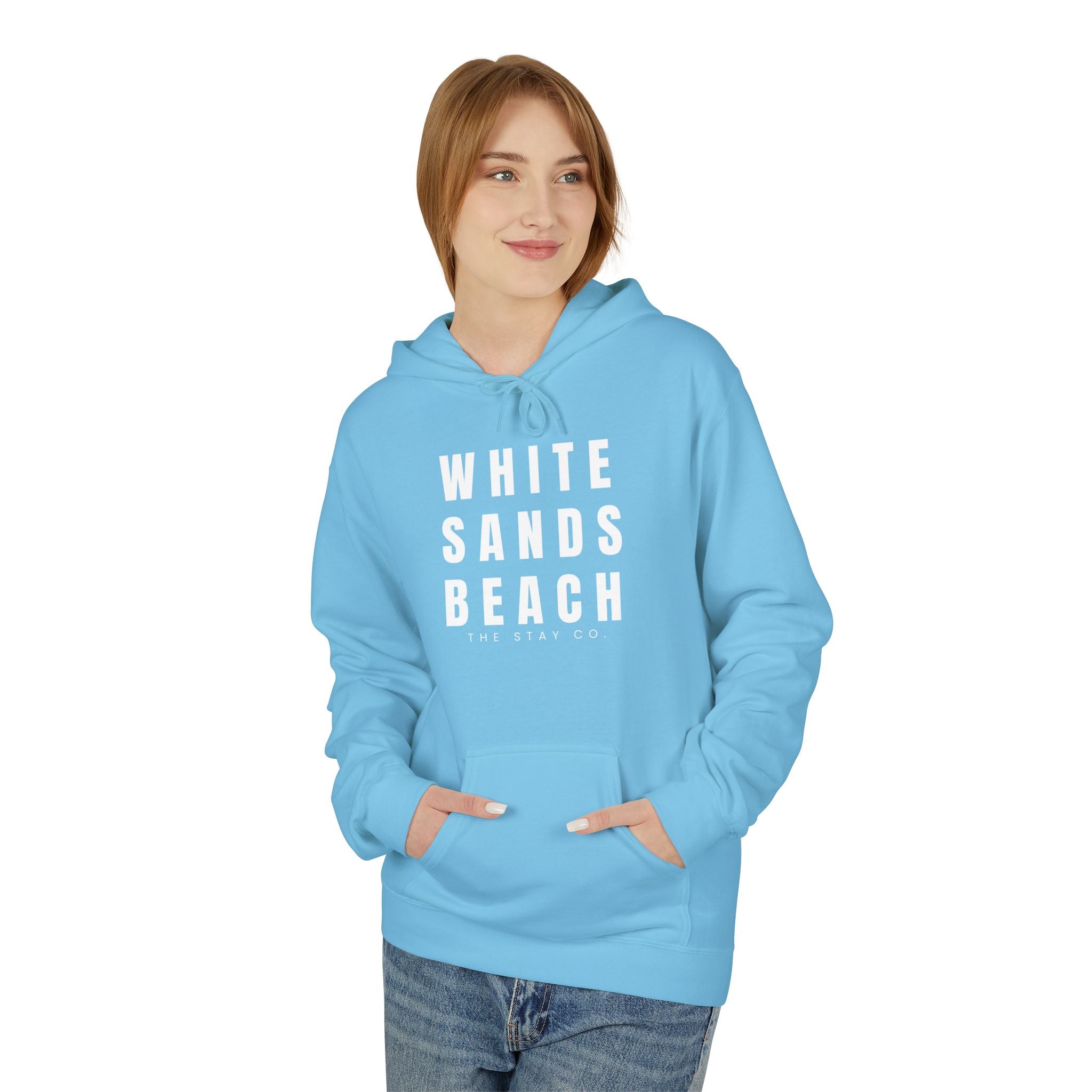 White Sands Beach Hoodie in White Writing