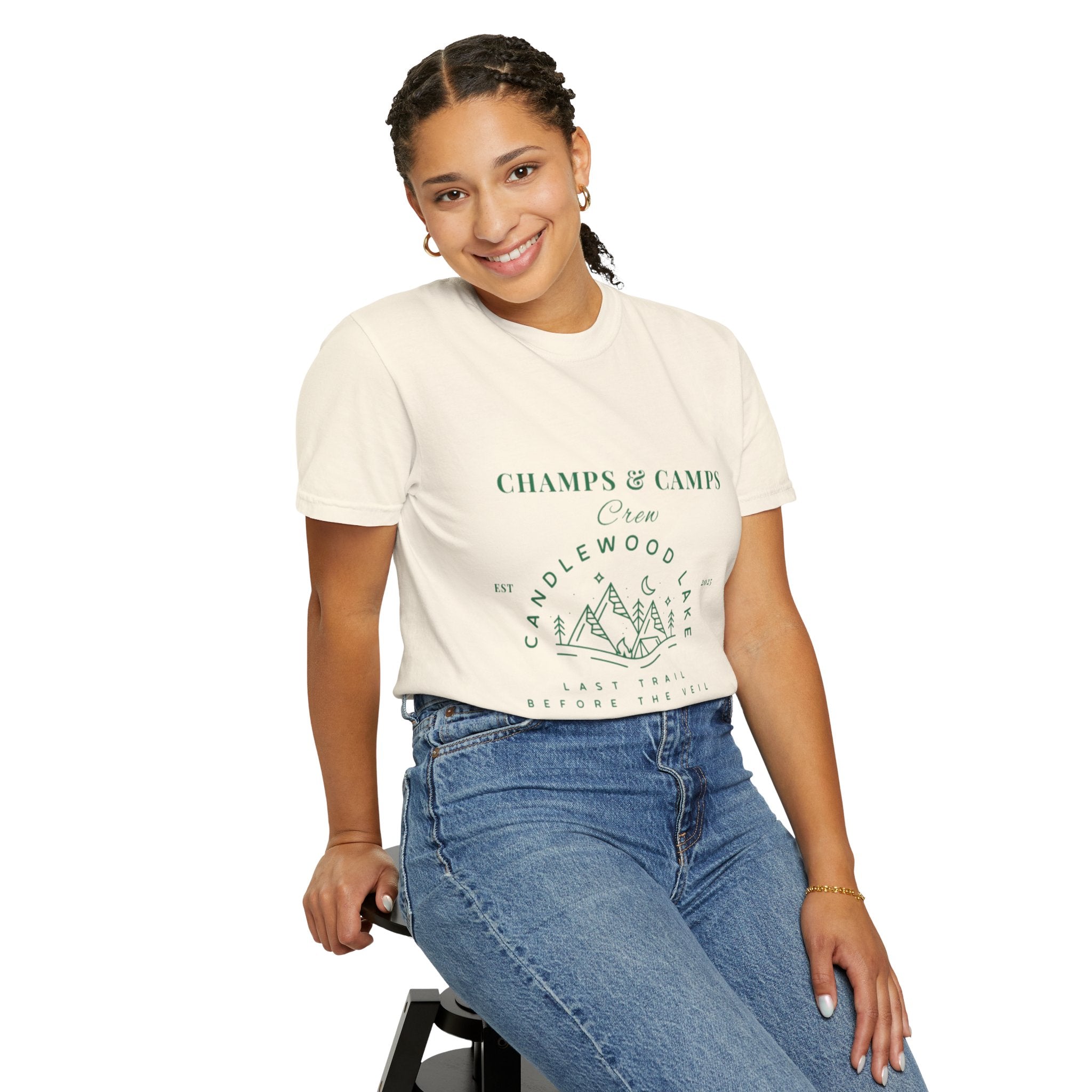 "Champs & Camps" -Camp Themed Bachelorette or Wedding Tee,  Bride Shirt, Bachelorette Party Gift, Summer Vacation Wear, [...]