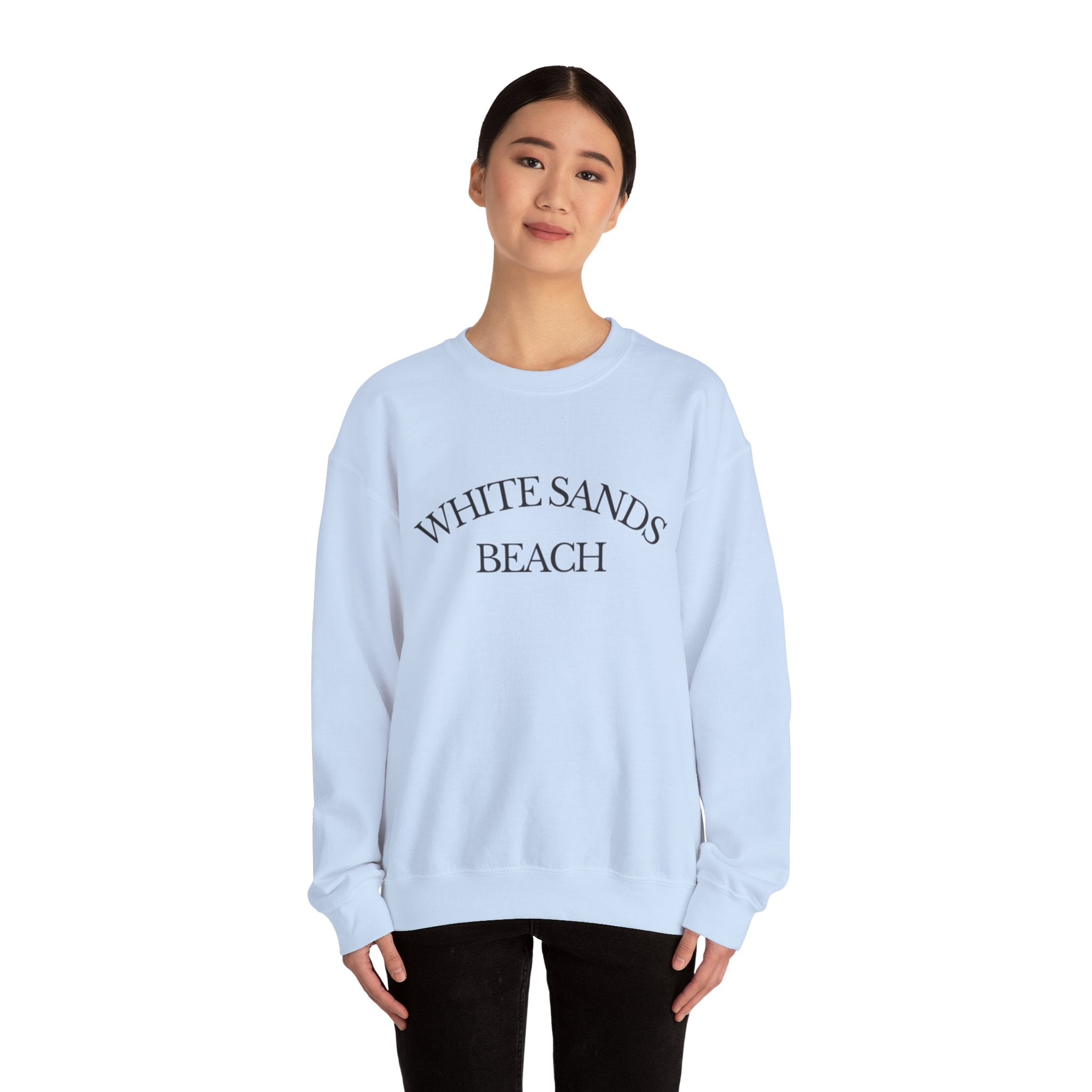 Adult- "White Sands Beach" - Black Writing- Unisex Crewneck Sweatshirt