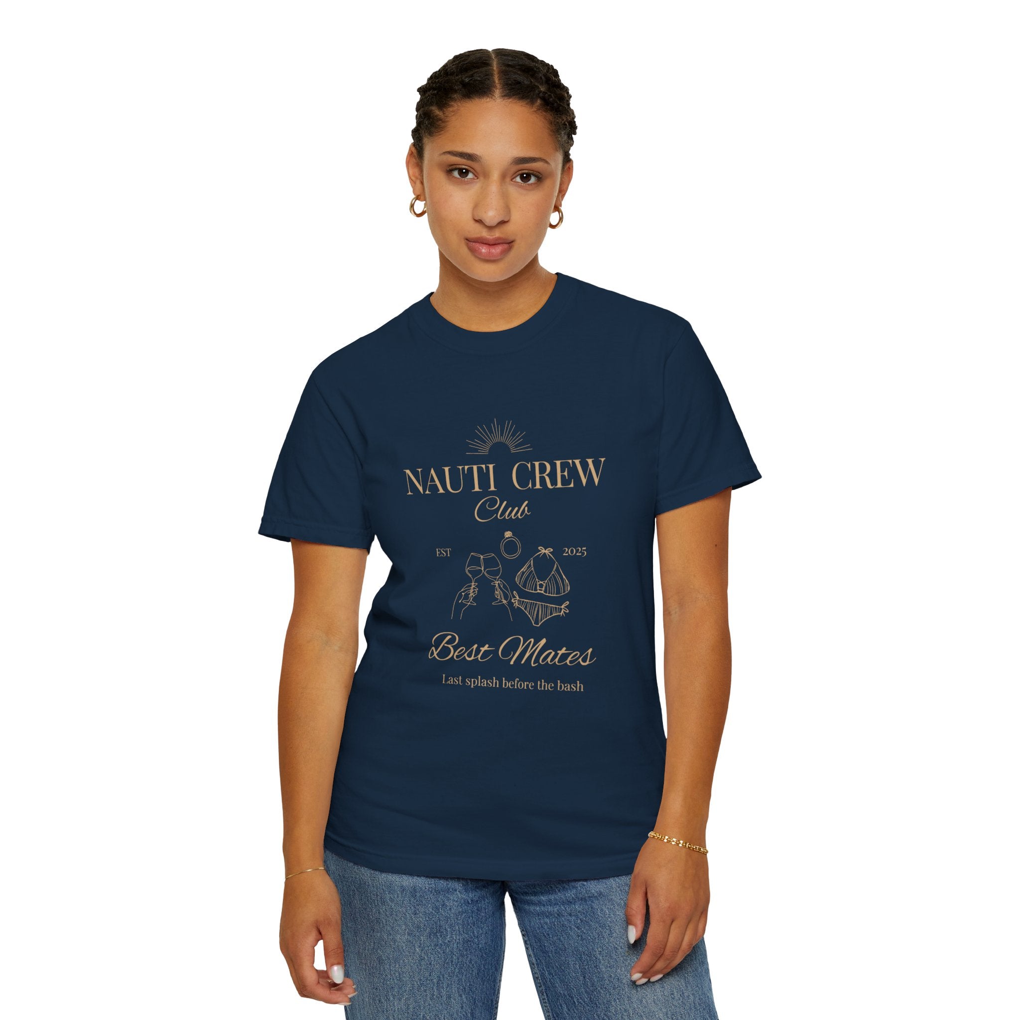 Matching "Nauti Crew-Best Mates" -T-Shirt, Pefect for Bachelorette and Wedding Parties- Unisex Vacation Top, Sailor Humor Apparel