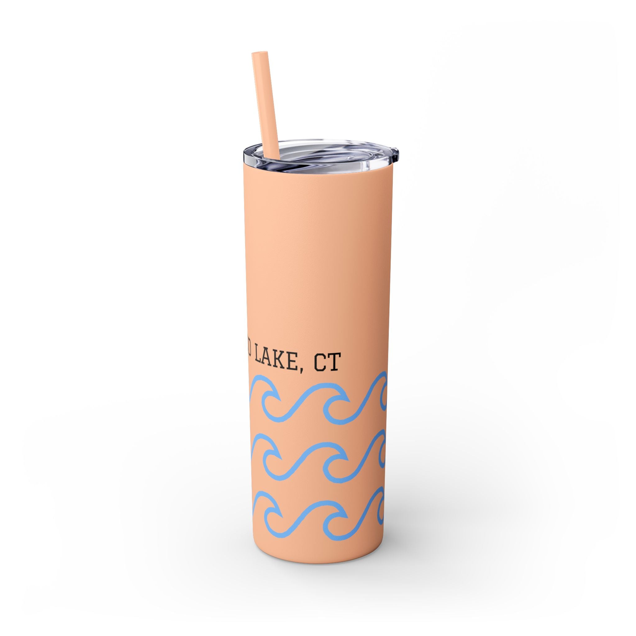 Personalized Skinny Tumbler with Straw - Coastal Waves Design, 20oz