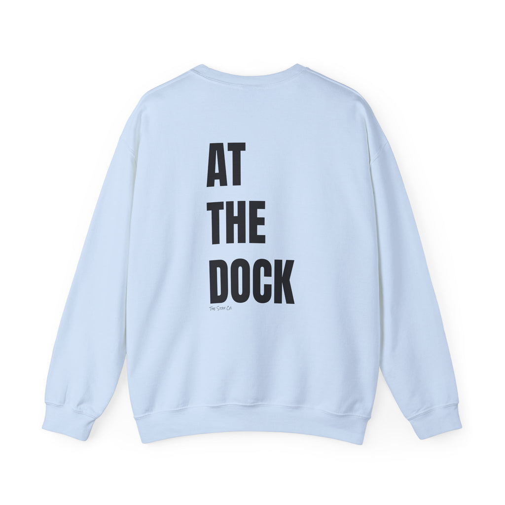 Adult- "Catch me" (Front) - "At The Dock" (Back) -Black Writing -Unisex Crewneck Sweatshirt
