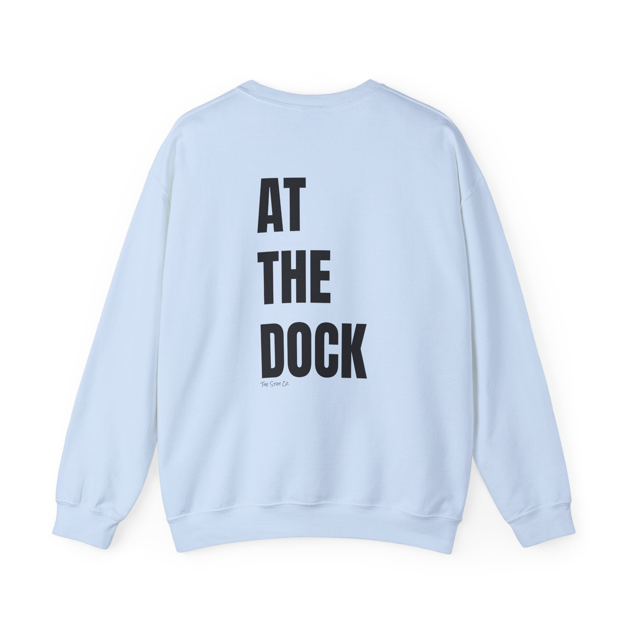 Adult- "Catch me" (Front) - "At The Dock" (Back) -Black Writing -Unisex Crewneck Sweatshirt