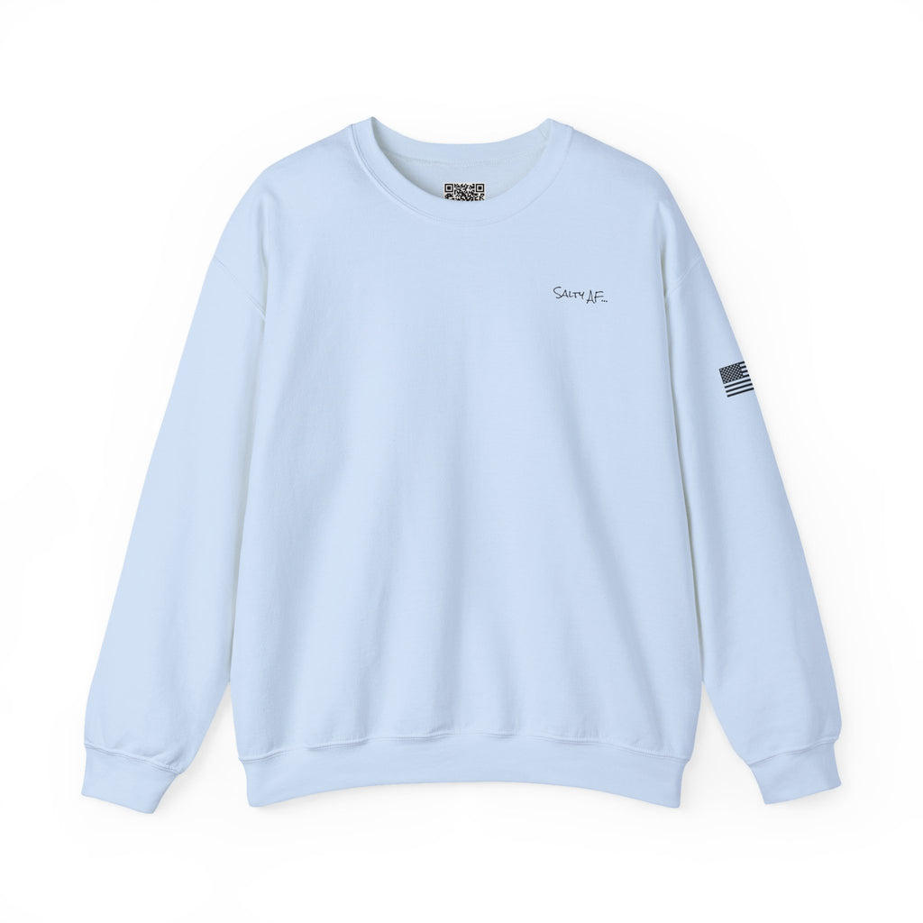 Adult- "Salty AF" (Front) "Old Lyme New Tan" (Back)- with Flag -Unisex Crewneck