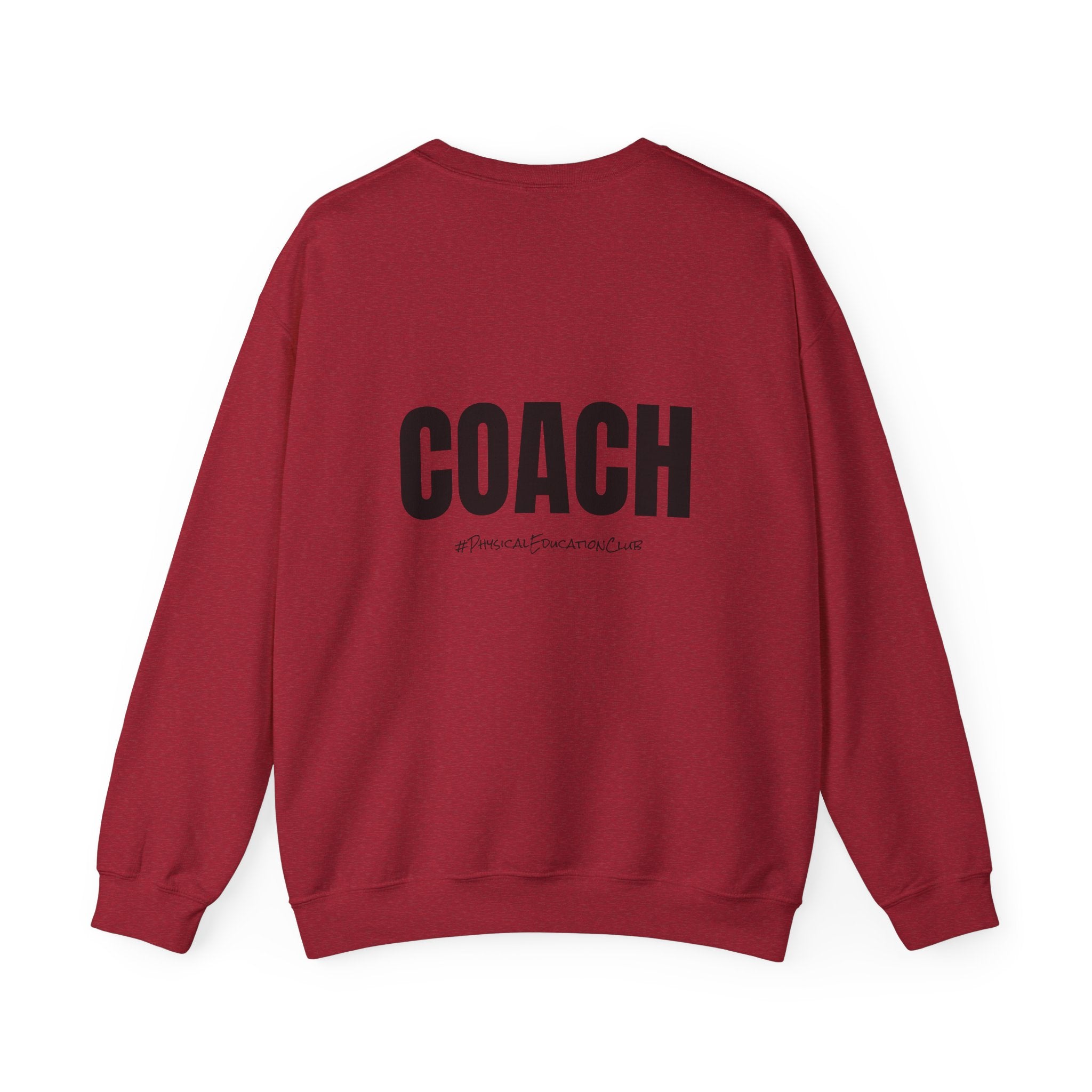 Adult- PE Teacher Crew Neck "Squad Goals" (Front)- "COACH #PhysiclEducationClub" (Back) -Crewneck Sweatshirt, Cozy Fall Apparel, Unisex Gift, Casual Style, September Vibes, Seasonal Fashion