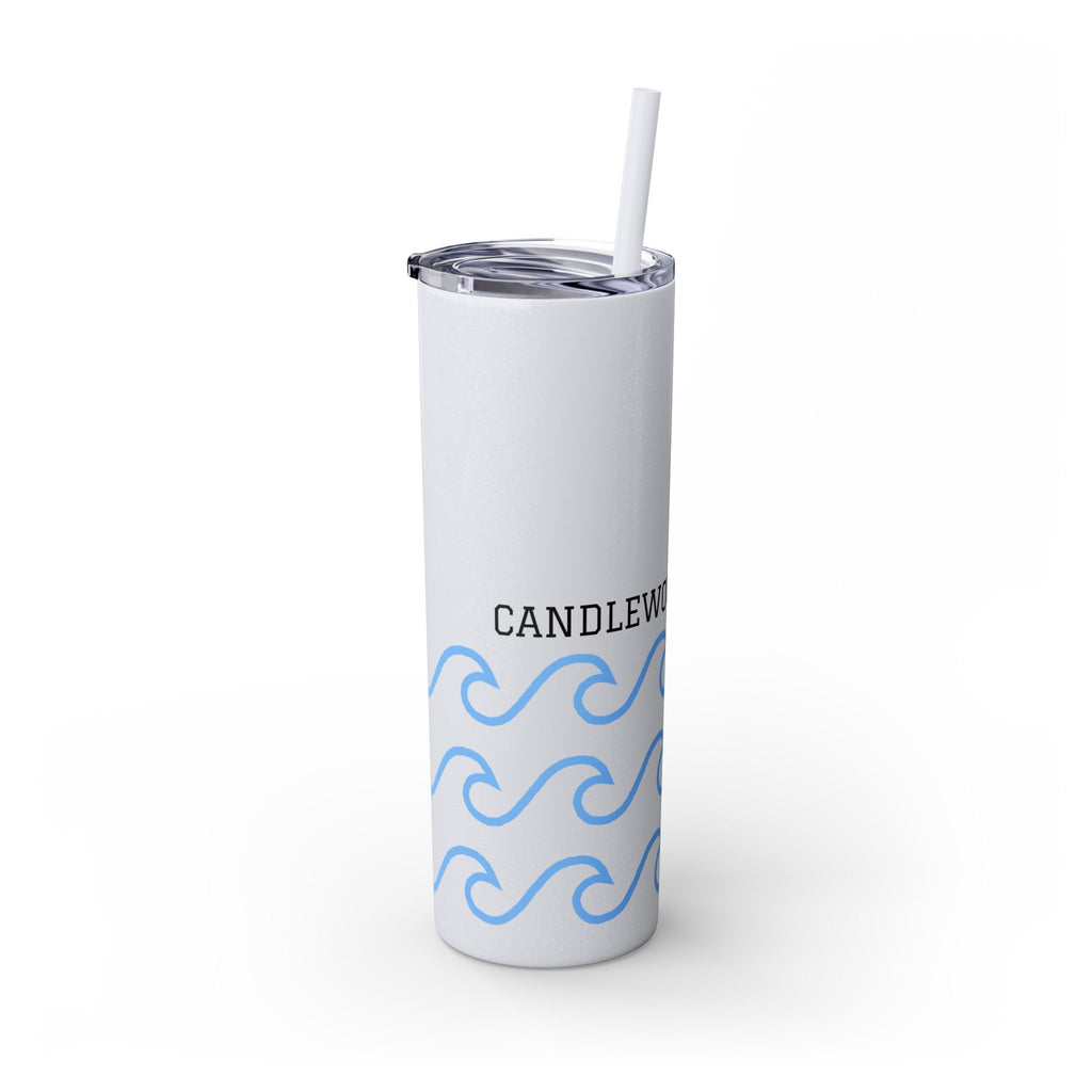 Personalized Skinny Tumbler with Straw - Coastal Waves Design, 20oz