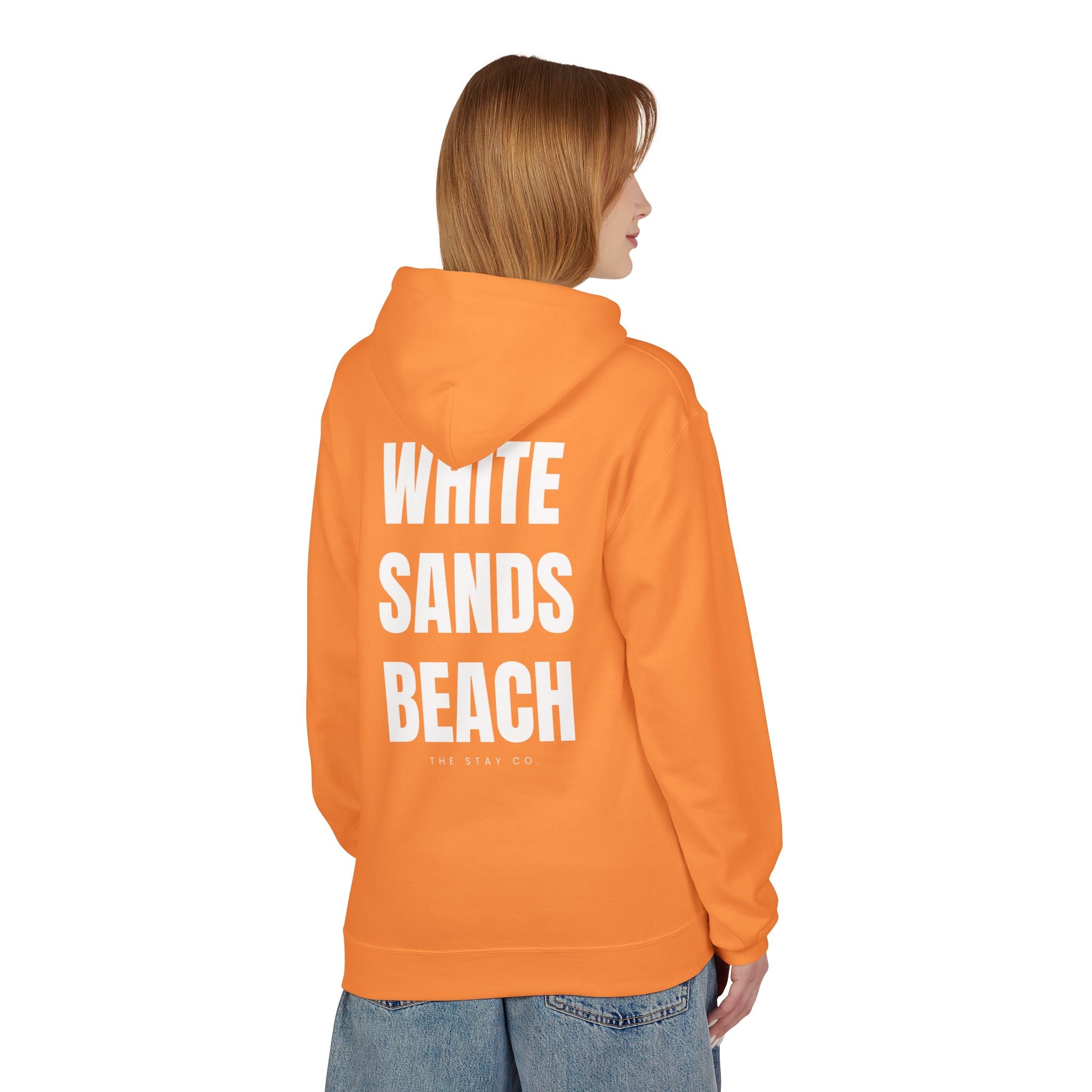 Adult- "Out Of Office" (Front) "White Sands Beach" (Back) - White Writing Hoodie