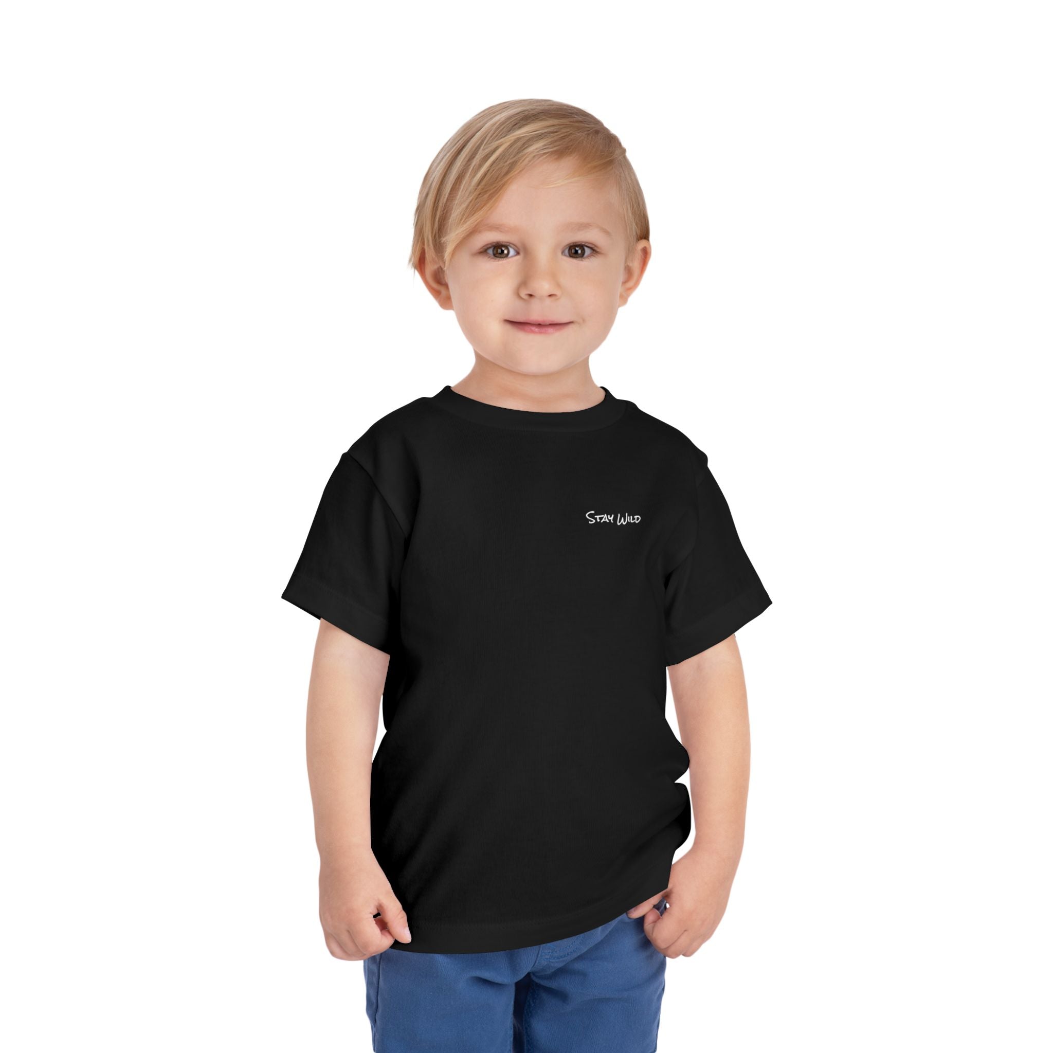 Toddler (2T-5T) - "Stay Wild" (Front) 'Walk. Run. Wakeboard. '(Back)- White Writing, Short Sleeve Tee