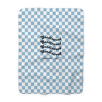 Cozy Lake House Sherpa Fleece Blanket- "Candlewood Lake, CT"-Blue Checkered- Soft Throw for Home, Perfect for Gift, Ocean Decor, Summer Vibes, Checkered Design