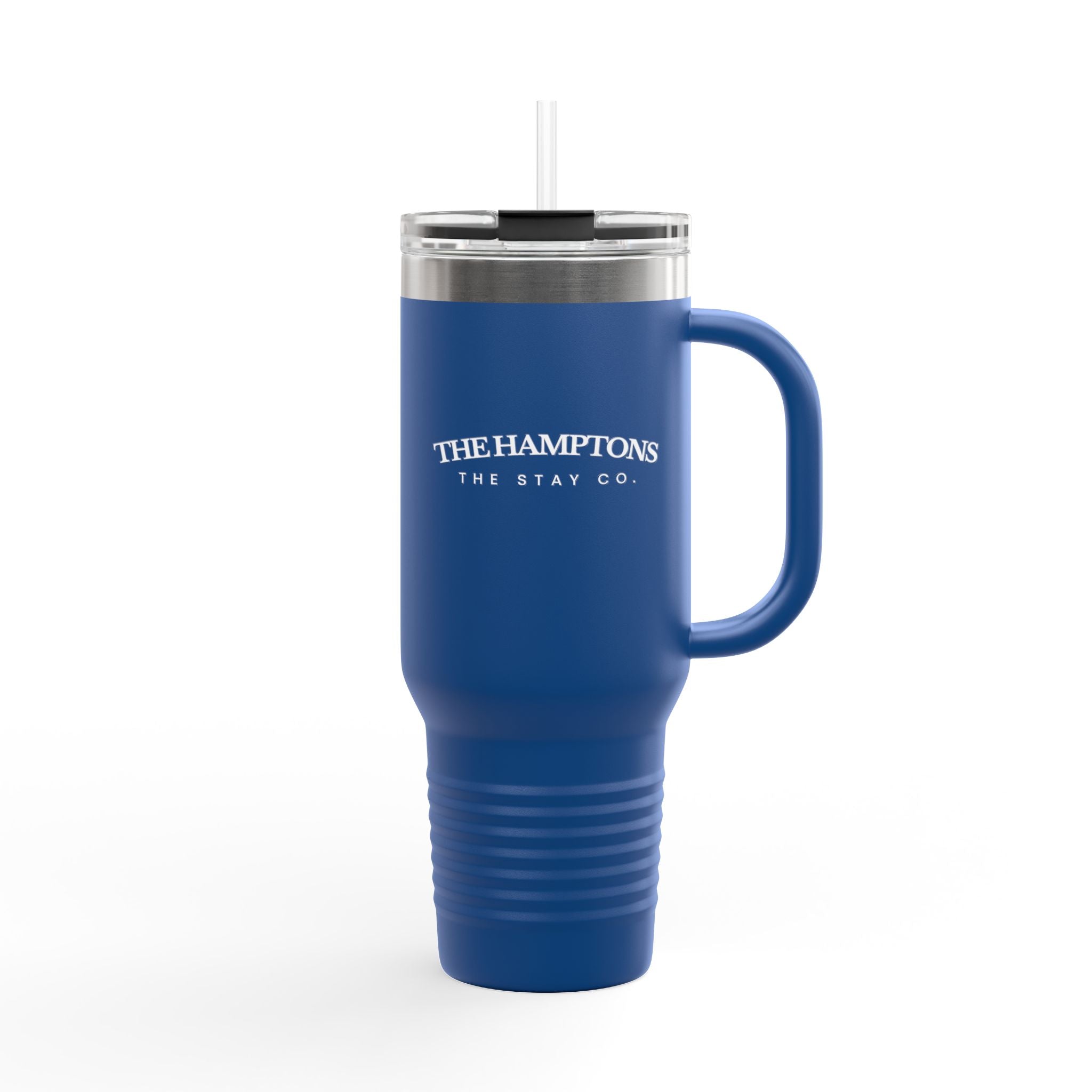 Travel Mug -40oz - "The Hamptons" In White Writing