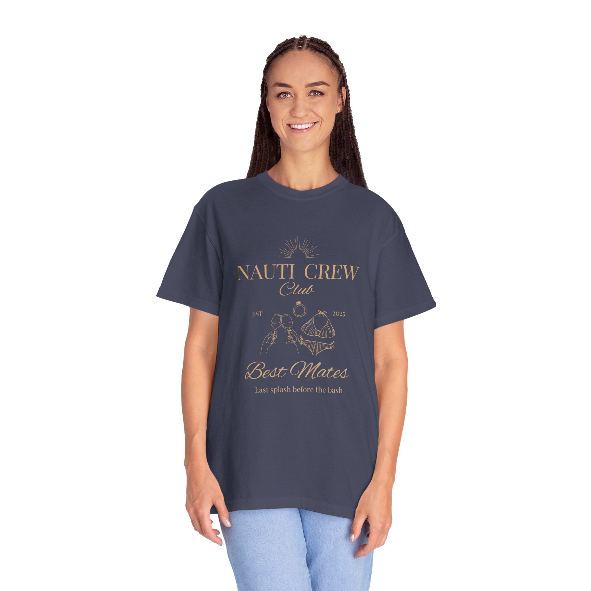 Matching "Nauti Crew-Best Mates" -T-Shirt, Pefect for Bachelorette and Wedding Parties- Unisex Vacation Top, Sailor Humor Apparel