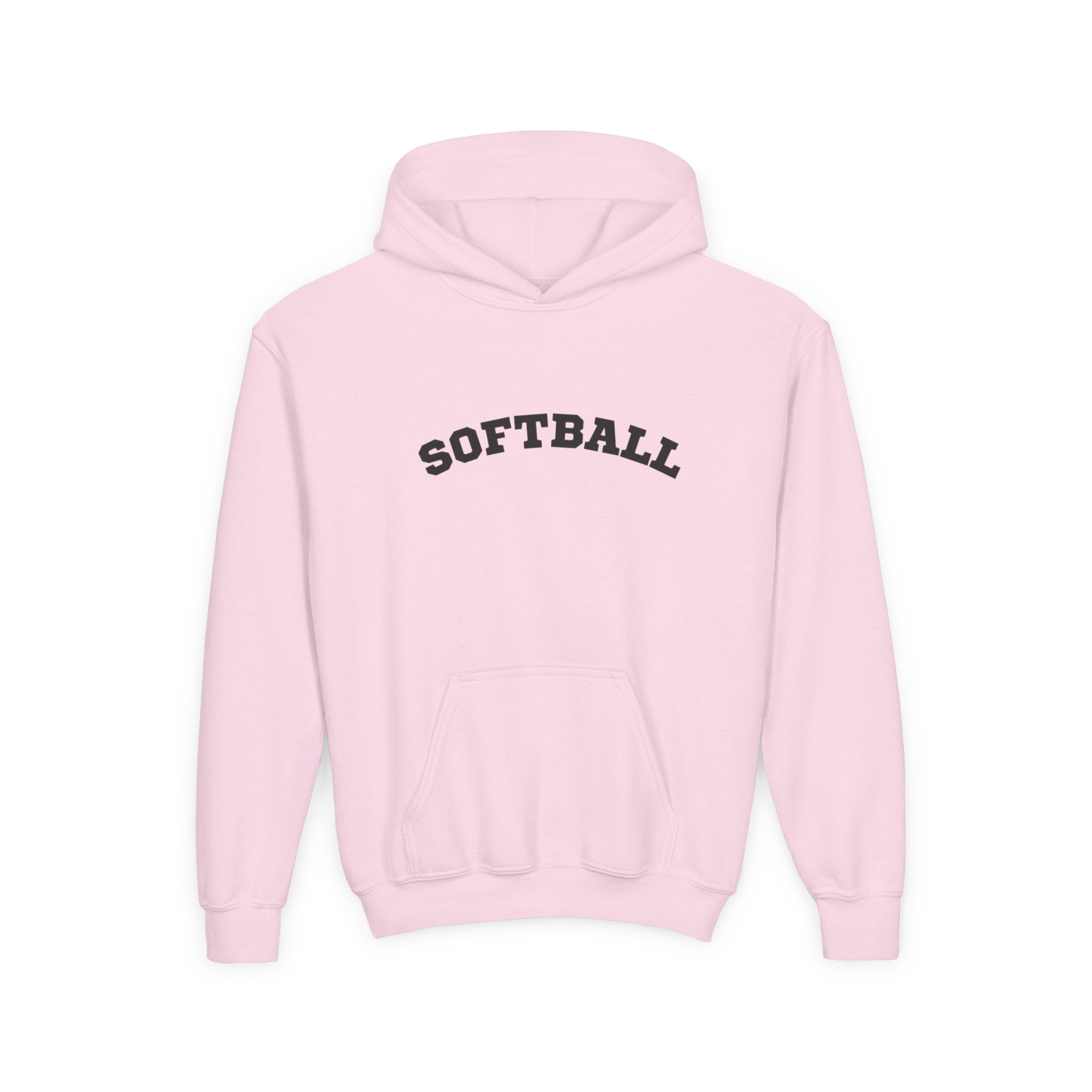 Youth Hoodie "Softball" - Choose Your Color- -Sports Apparel, Gift for Young Athletes, Team Spirit, Cozy Sweatshirt, Game Day Ready
